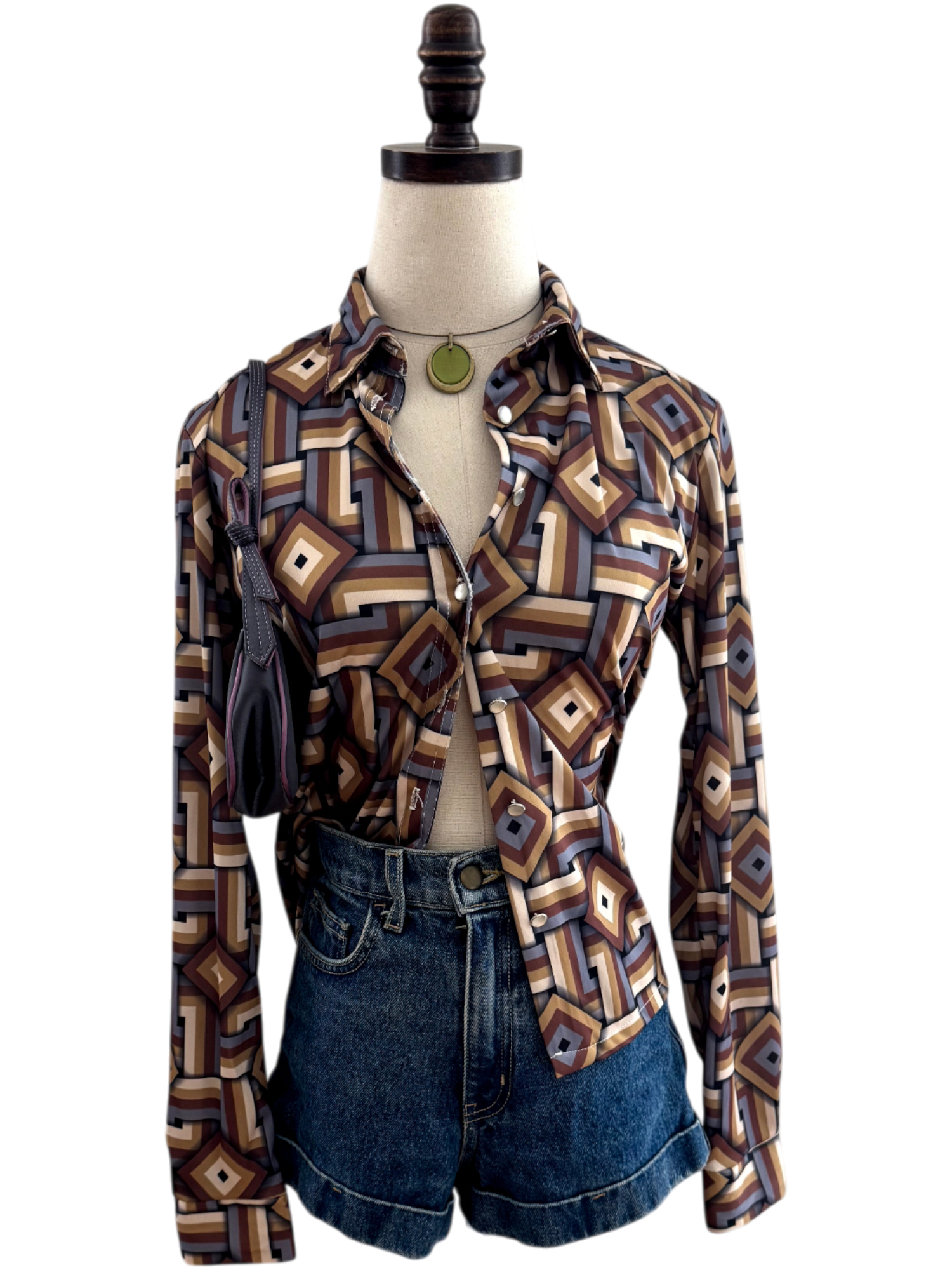 Vintage 90s Retro Geometric Button Up (M)