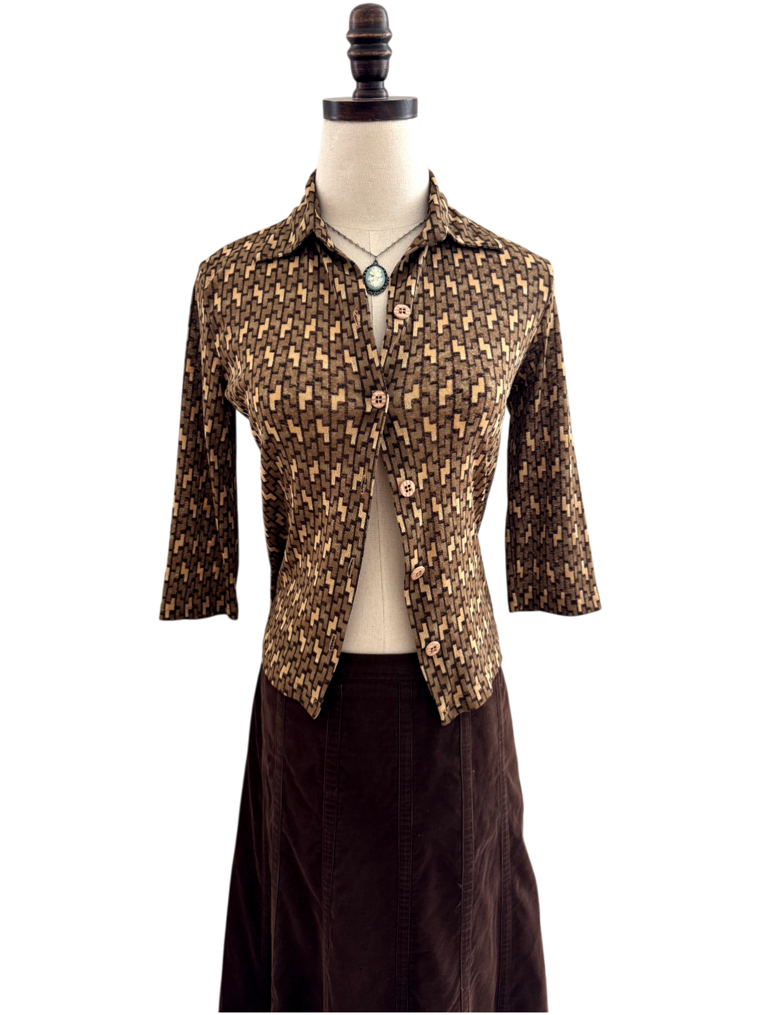 Vintage 90s Fitted Parisian Button Up Knit (S/M)