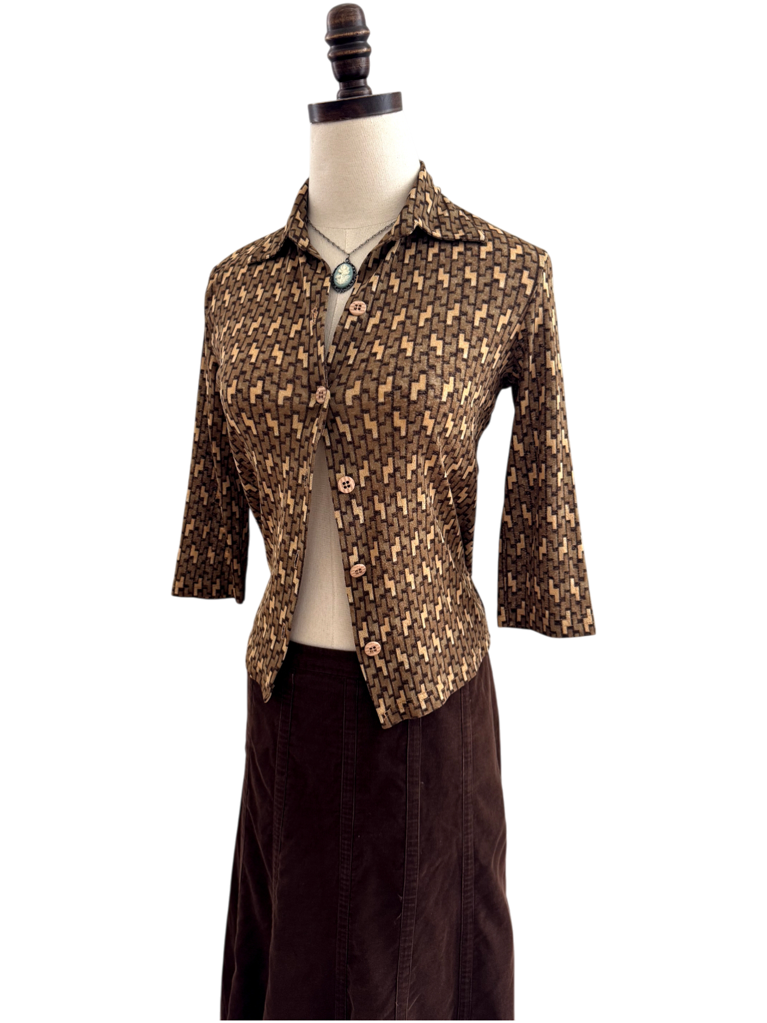 Vintage 90s Fitted Parisian Button Up Knit (S/M)
