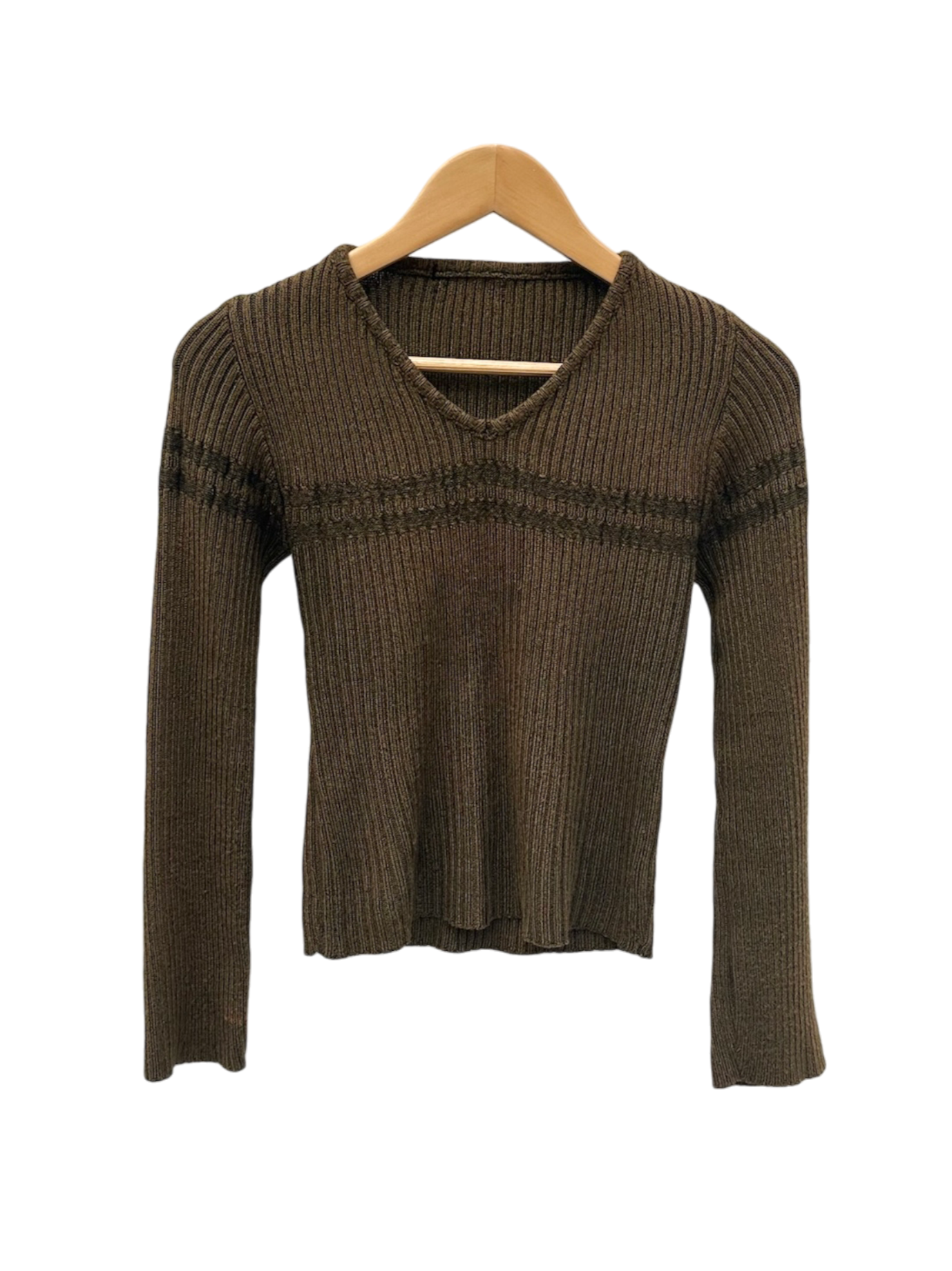 Vintage 90s Retro Ribbed Olive Knit (XS/S)