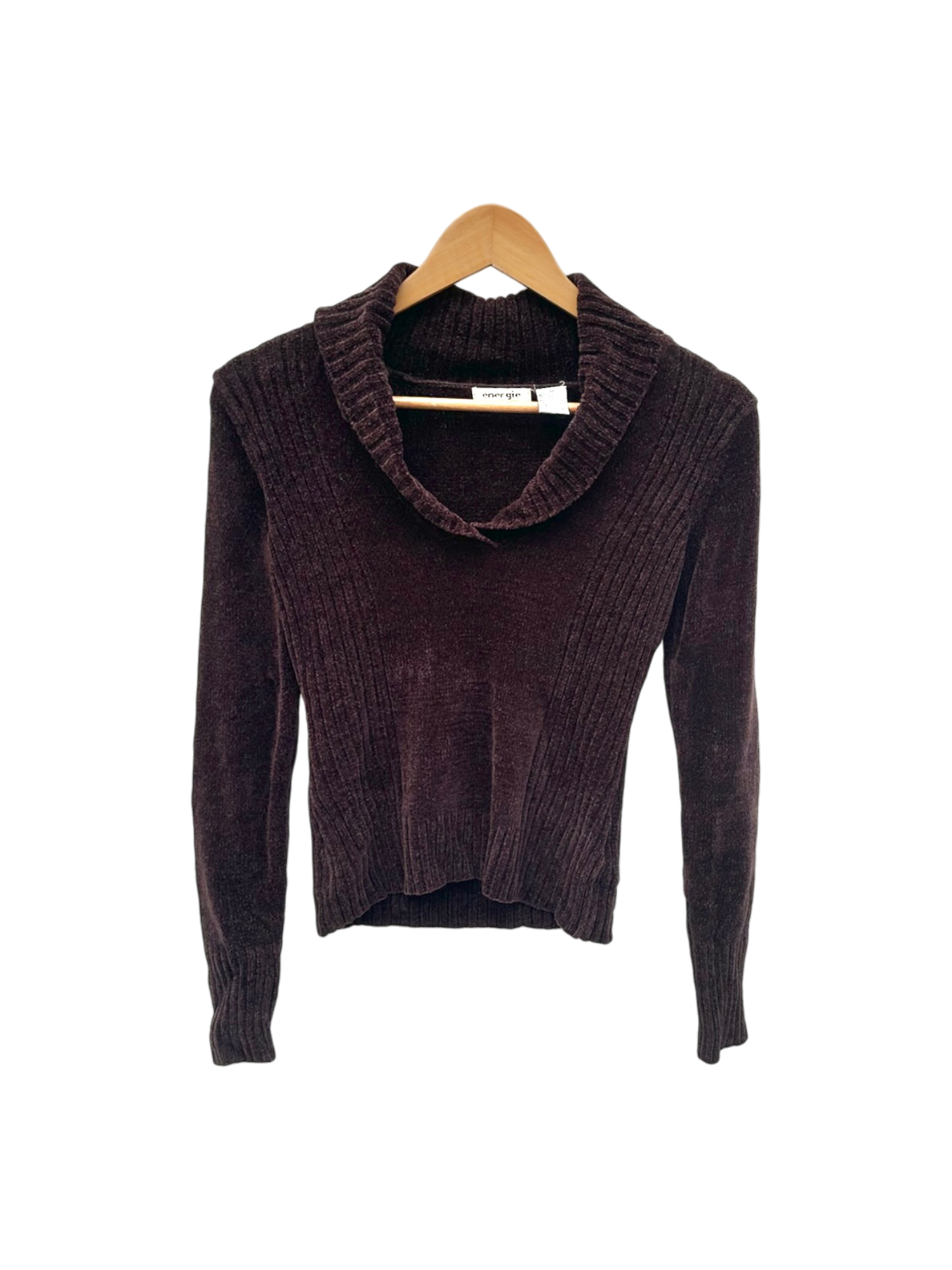 Vintage 90s Cozy Crushed Chocolate Ribbed Knit (S)