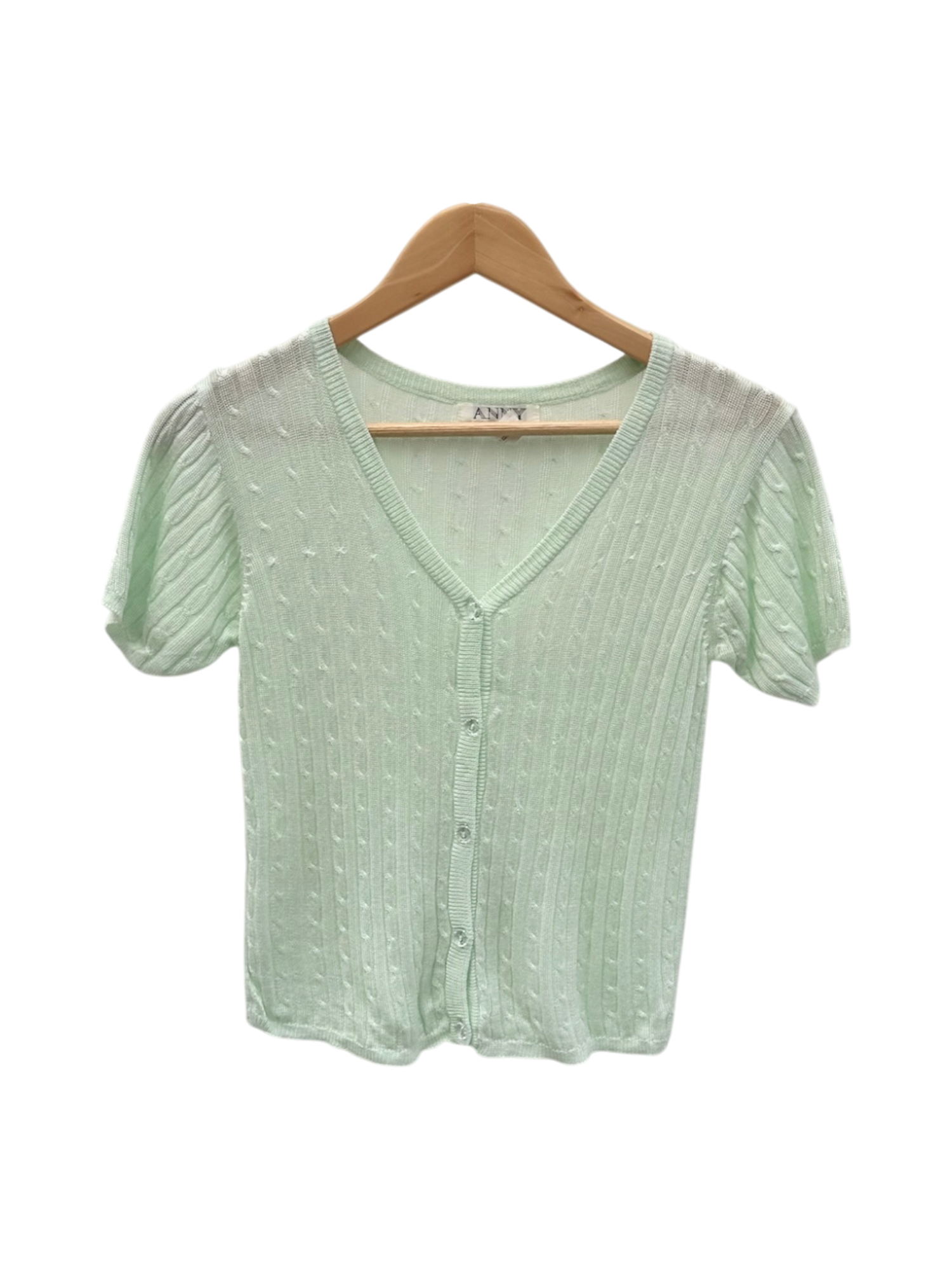 Vintage 90s Dainty Seafoam Short Sleeve Knit (S)