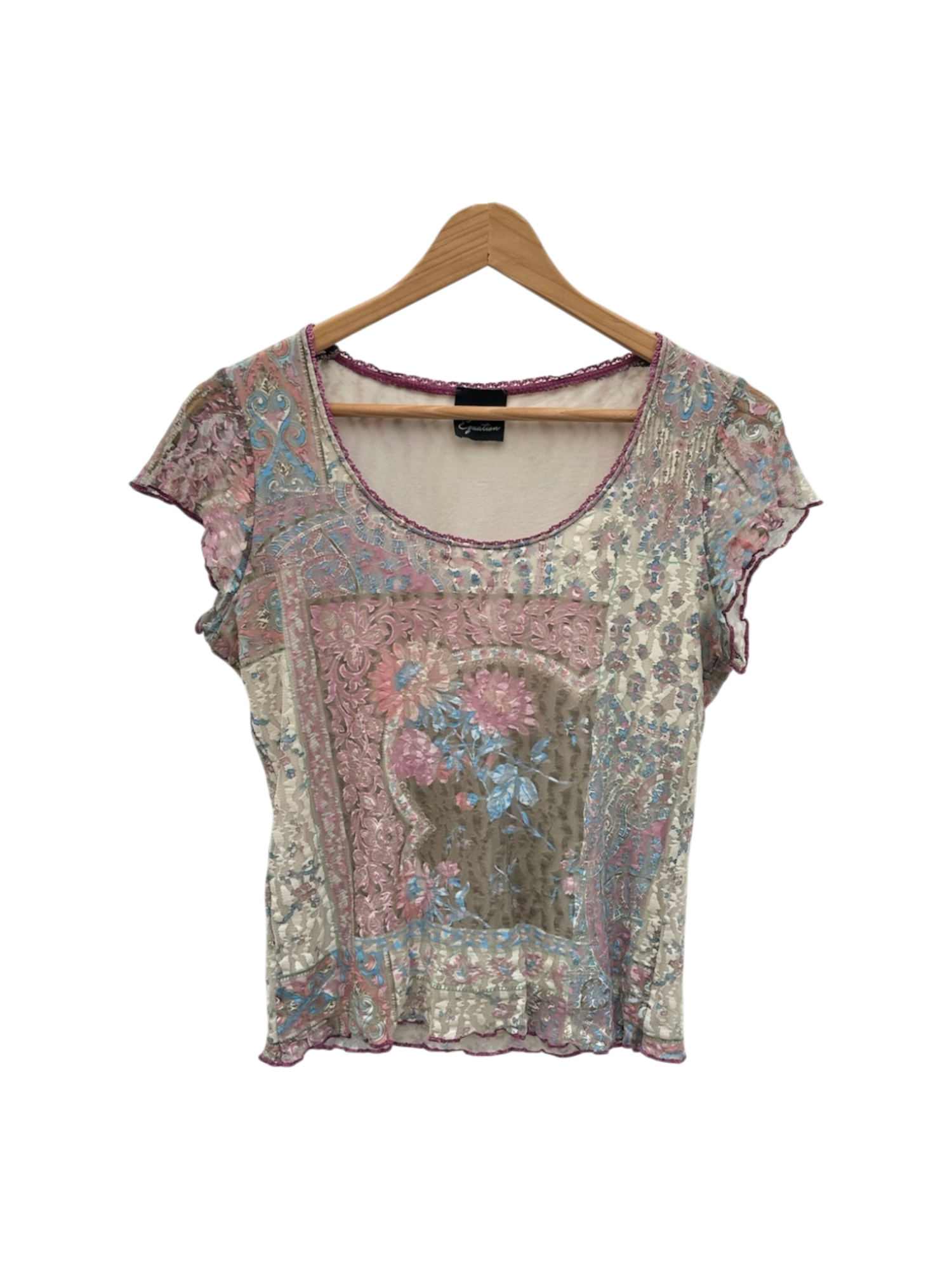 Vintage 90s Retro Textured Mosaic Tile Short Sleeve (M)
