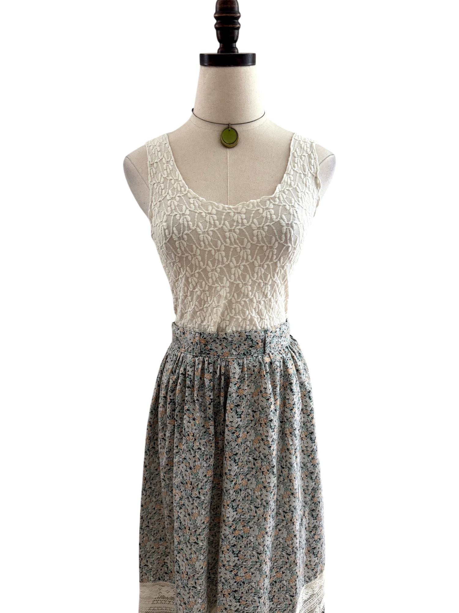 Vintage 90s Semi Sheer Lace Tank (S)