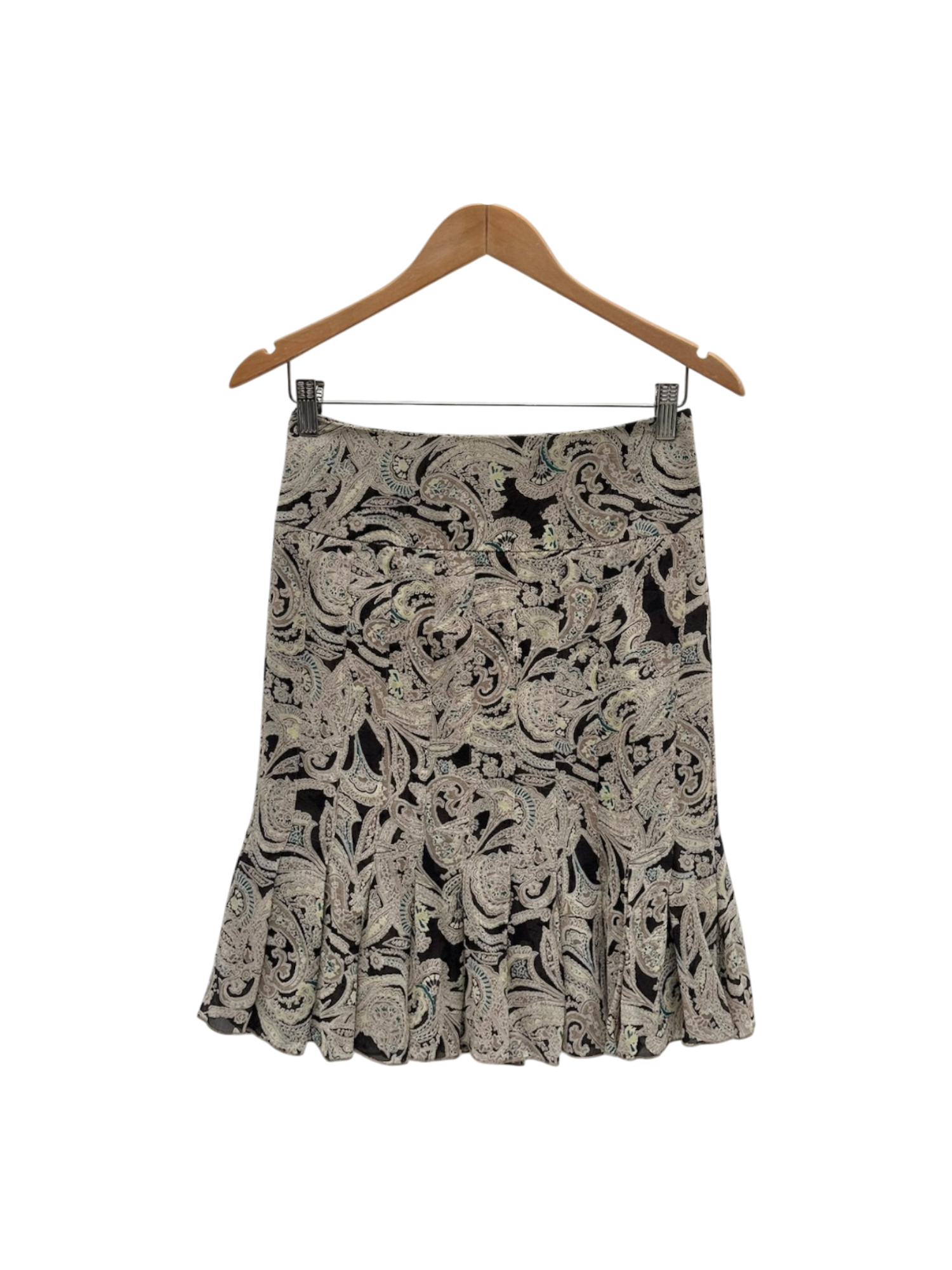 Vintage 90s Paisley Silk Midi Skirt (M)