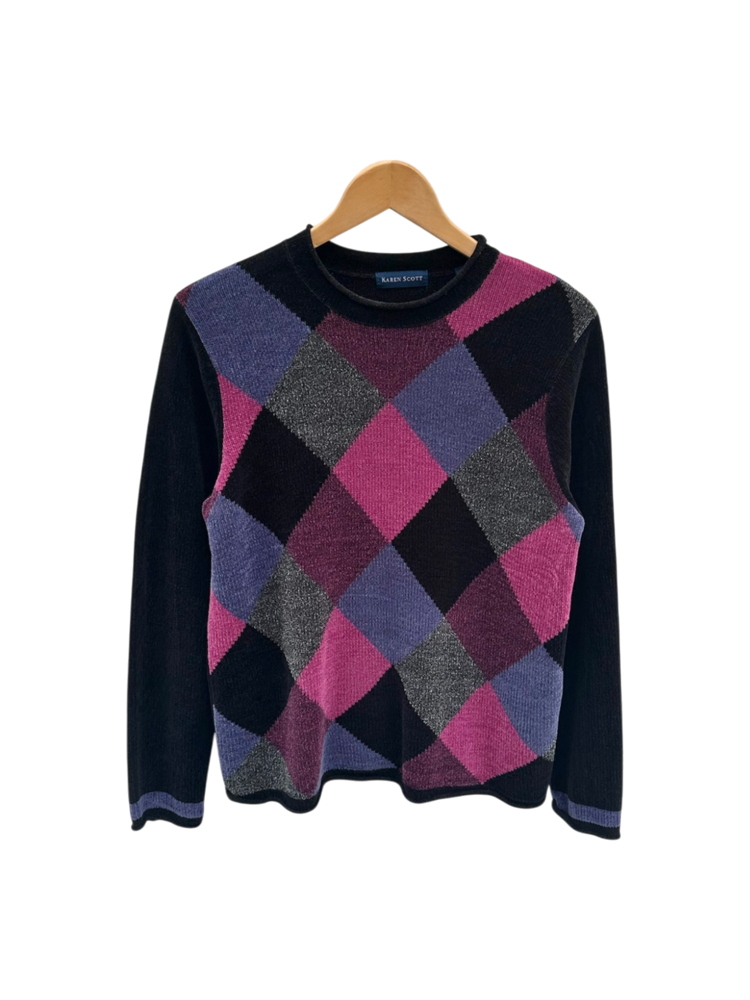 Vintage 90s Retro Cozy Argyle Knit Sweater (M)