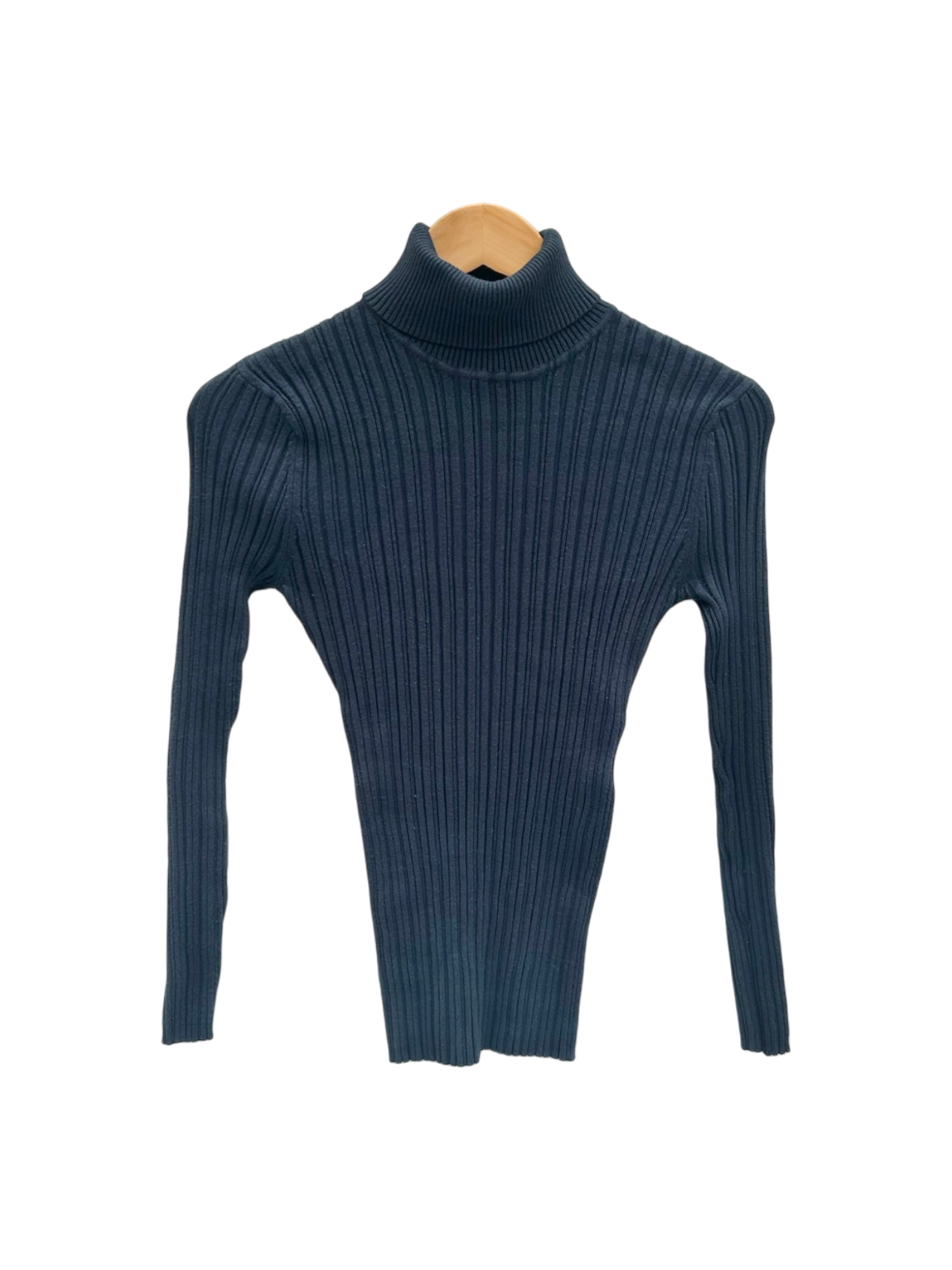 Vintage 90s Classic Navy Ribbed Turtleneck (M)