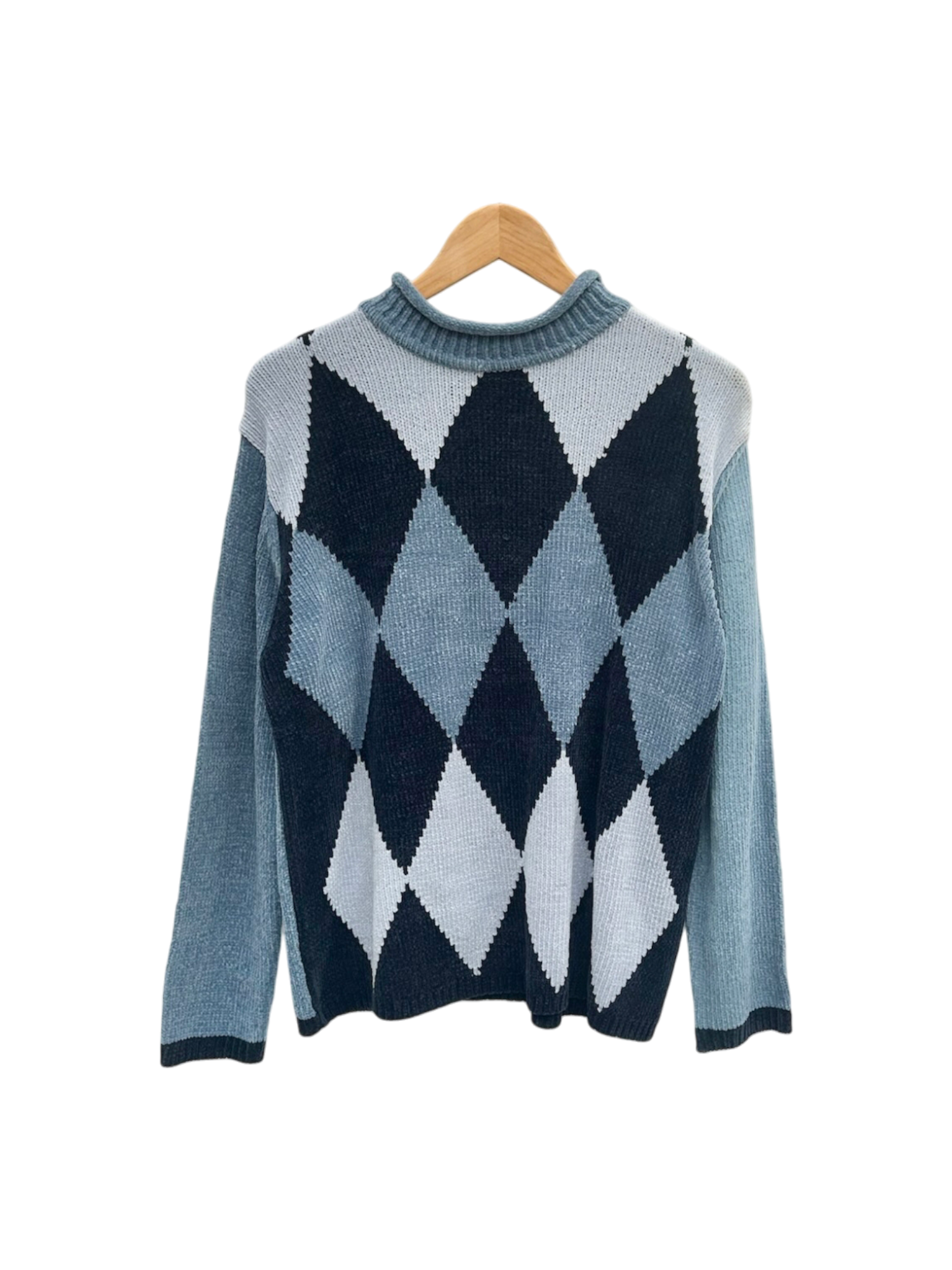 Vintage 90s Cozy Blue Argyle Knit (M)