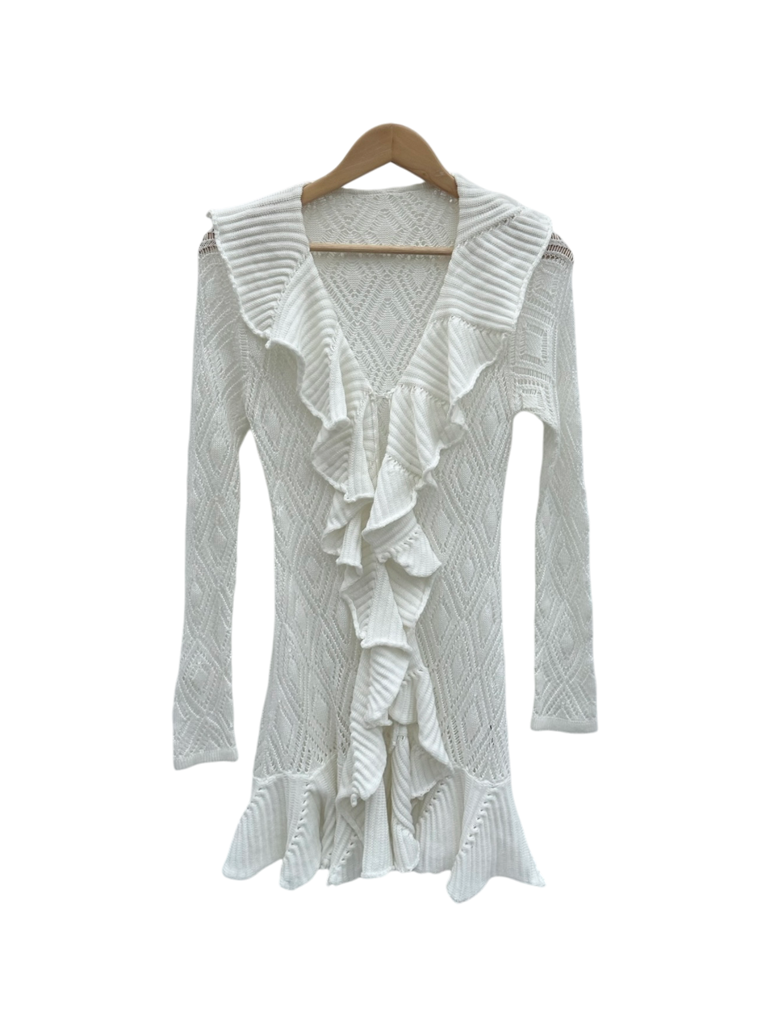 Vintage 90s Dainty Ruffled Split Front Knit (S)