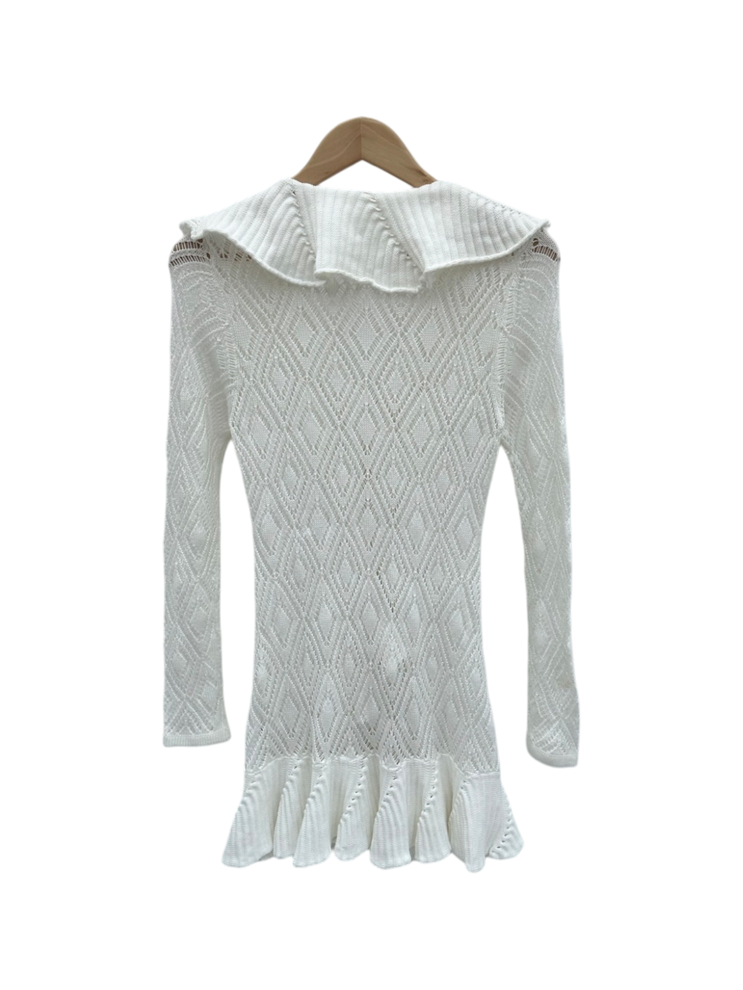 Vintage 90s Dainty Ruffled Split Front Knit (S)