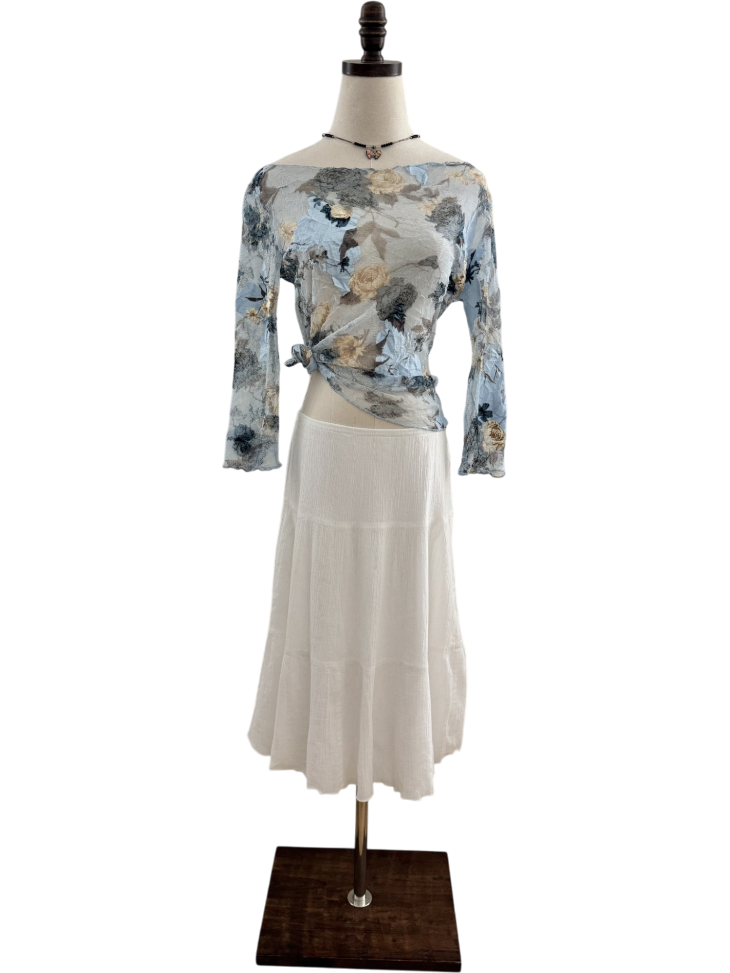Vintage 90s Sheer Floral Crinkle Top (L)