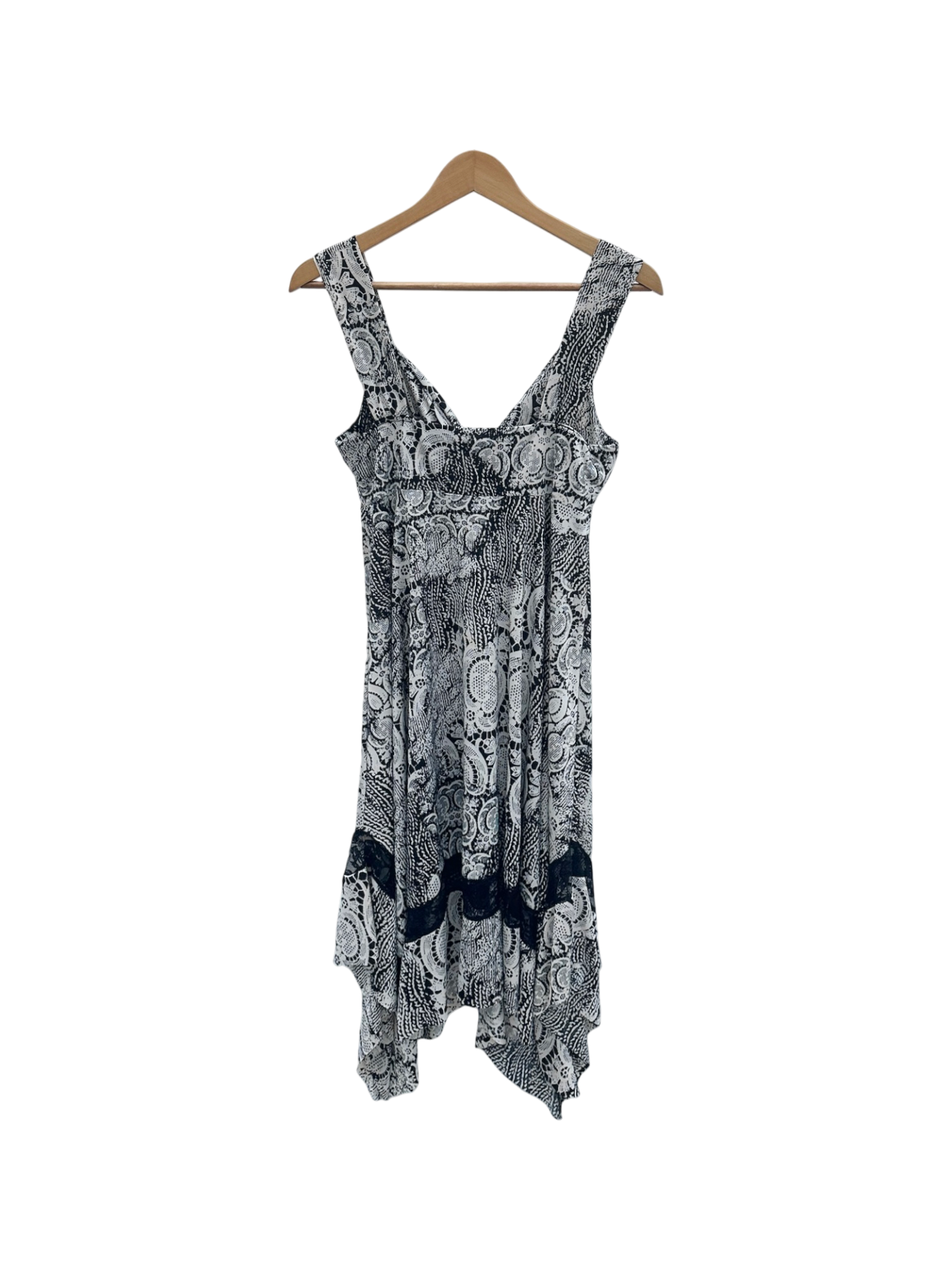 Vintage 90s Boho Lace Asymmetrical Midi Dress (M)