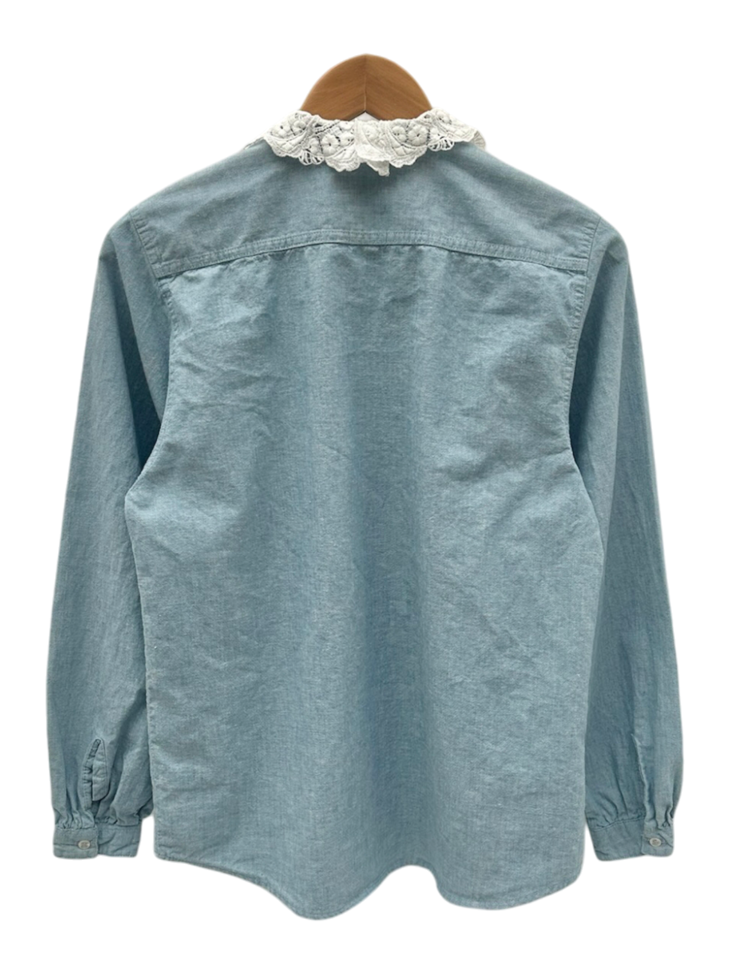 Vintage 90s Lace Collared Denim Button Up (S)