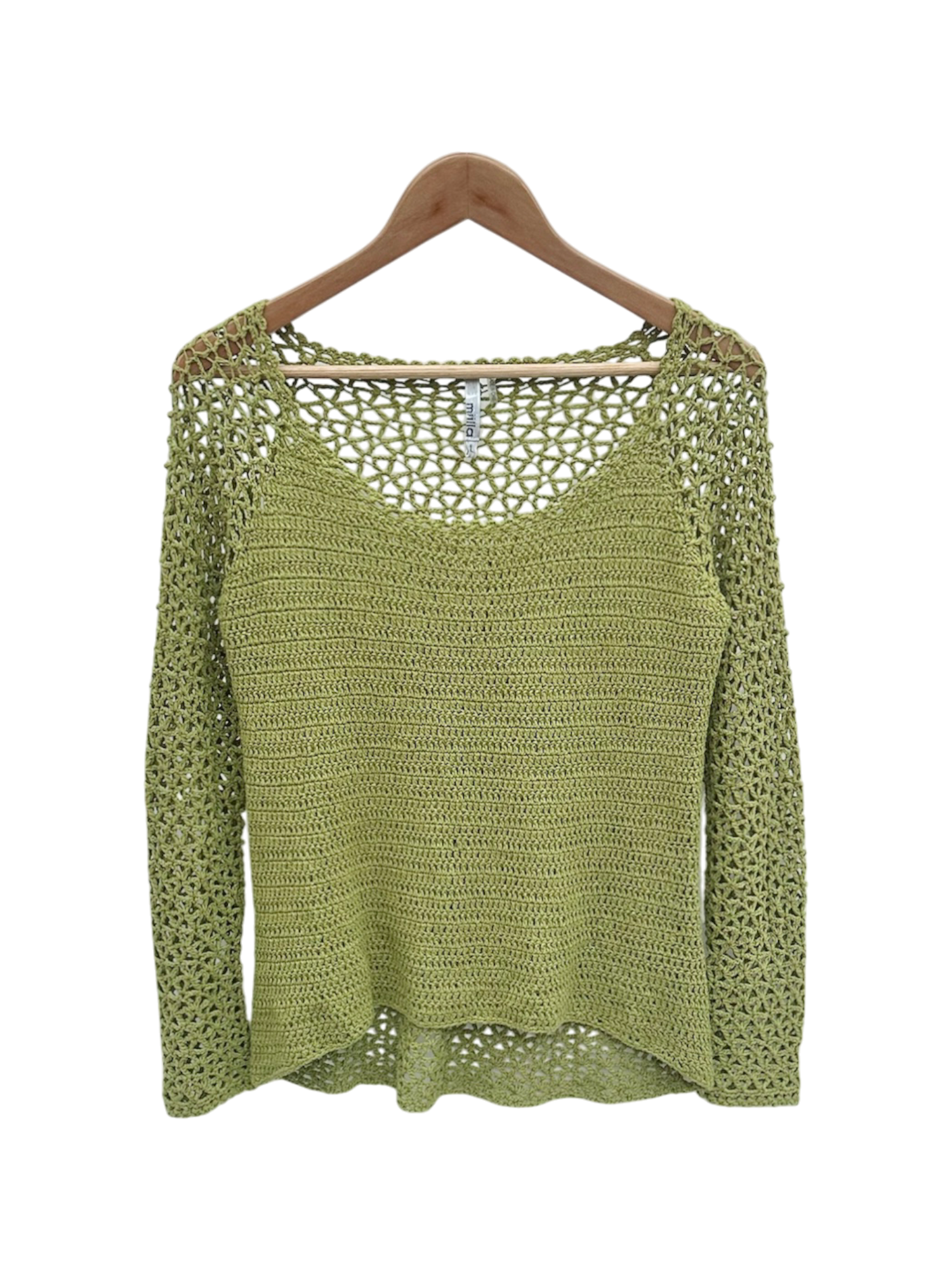 Vintage Avocado Mesh Sleeve Knit (M)