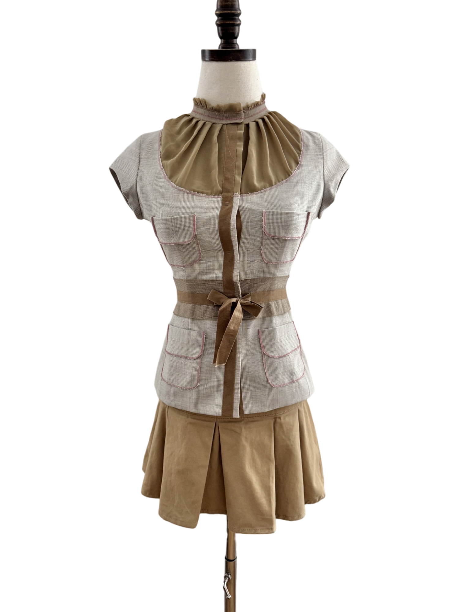 Vintage 90s Ruched Tie Pocket Suit Top (XS)