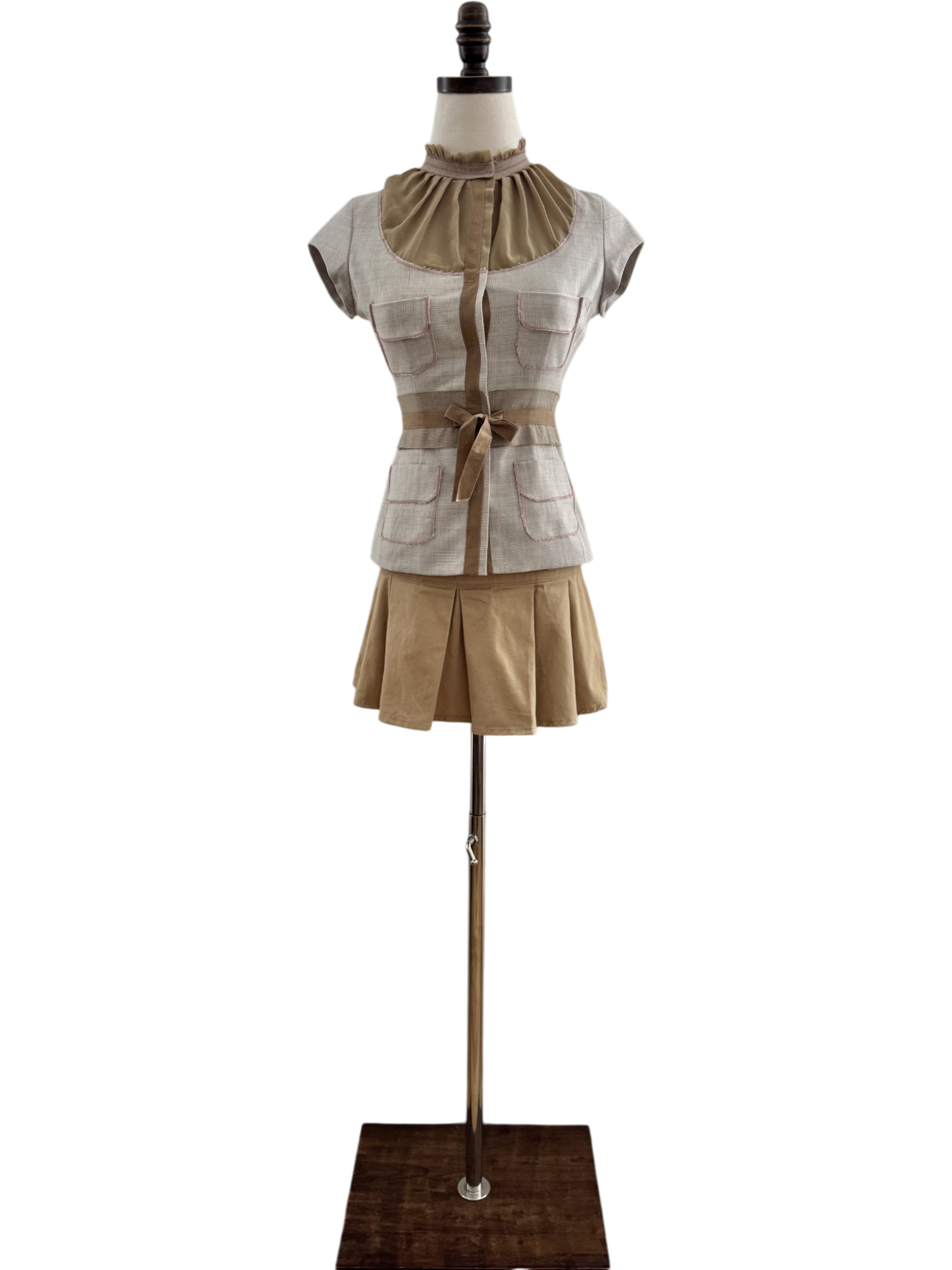 Vintage 90s Ruched Tie Pocket Suit Top (XS)