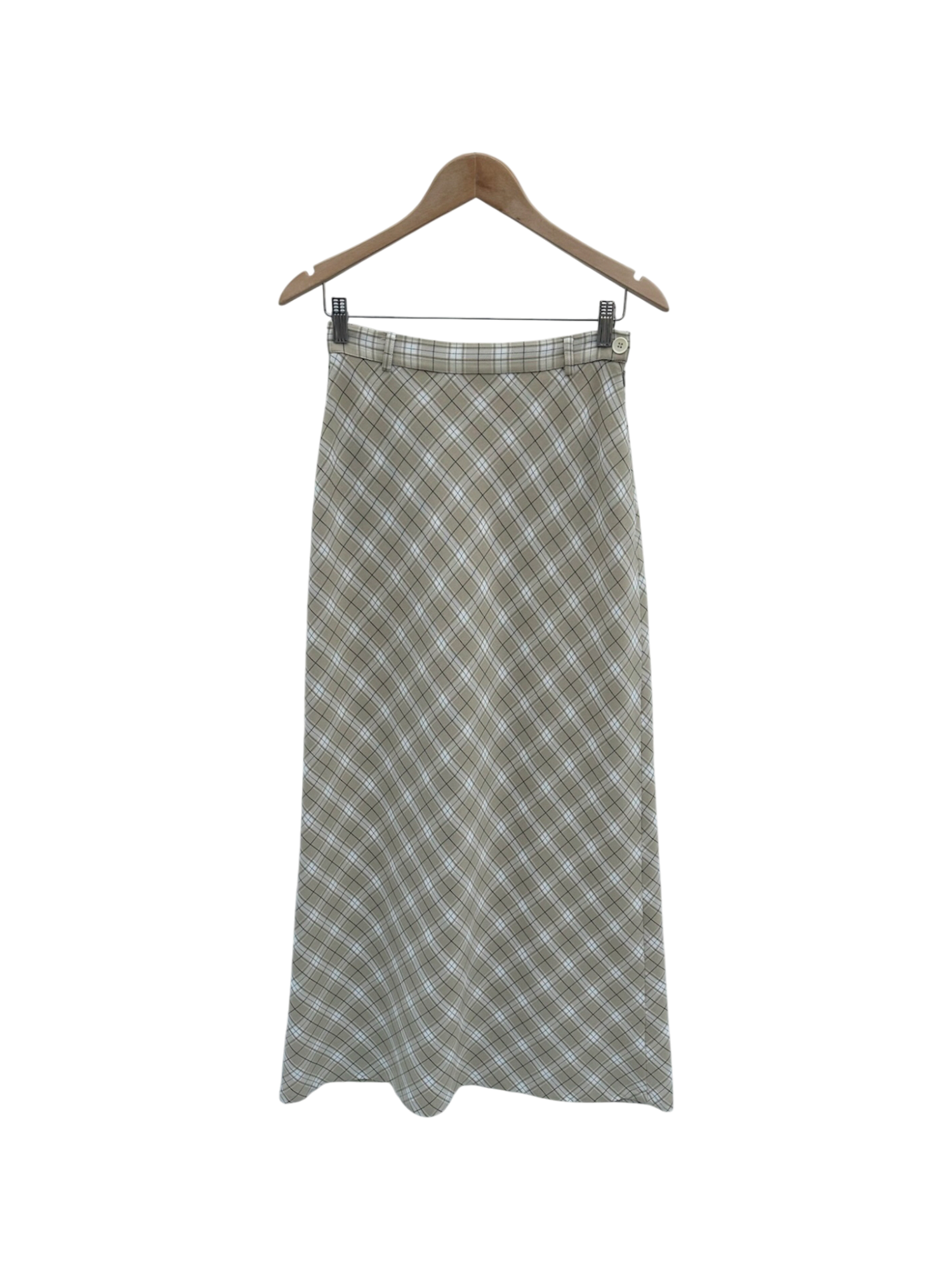 Vintage Retro Highwaisted Plaid Midi Skirt (S/M)
