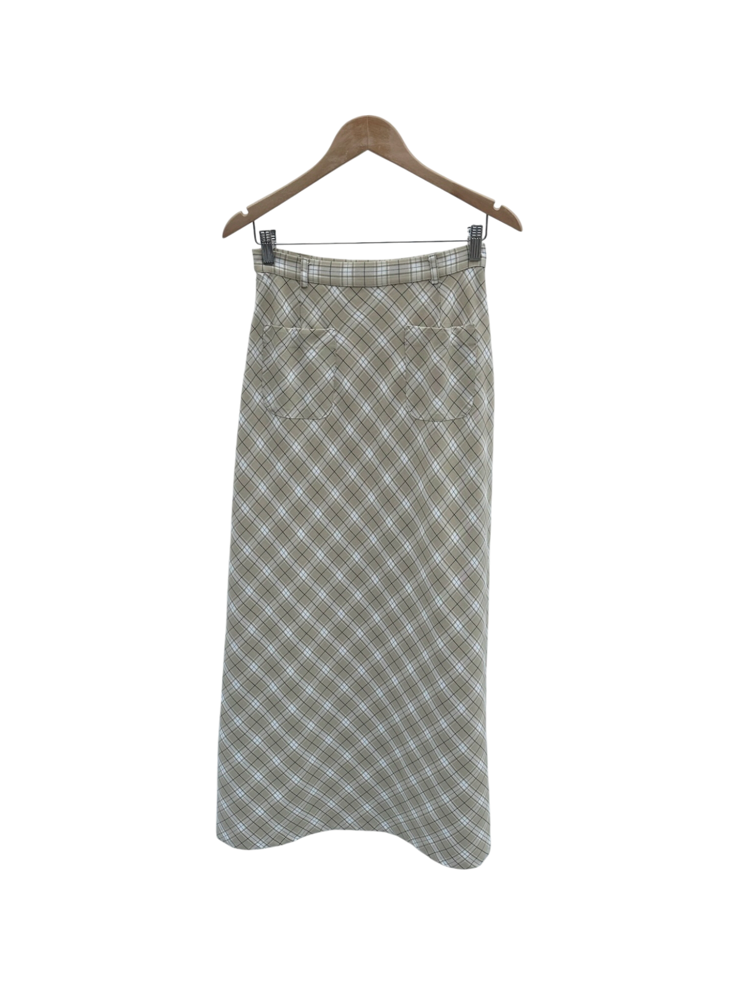 Vintage Retro Highwaisted Plaid Midi Skirt (S/M)