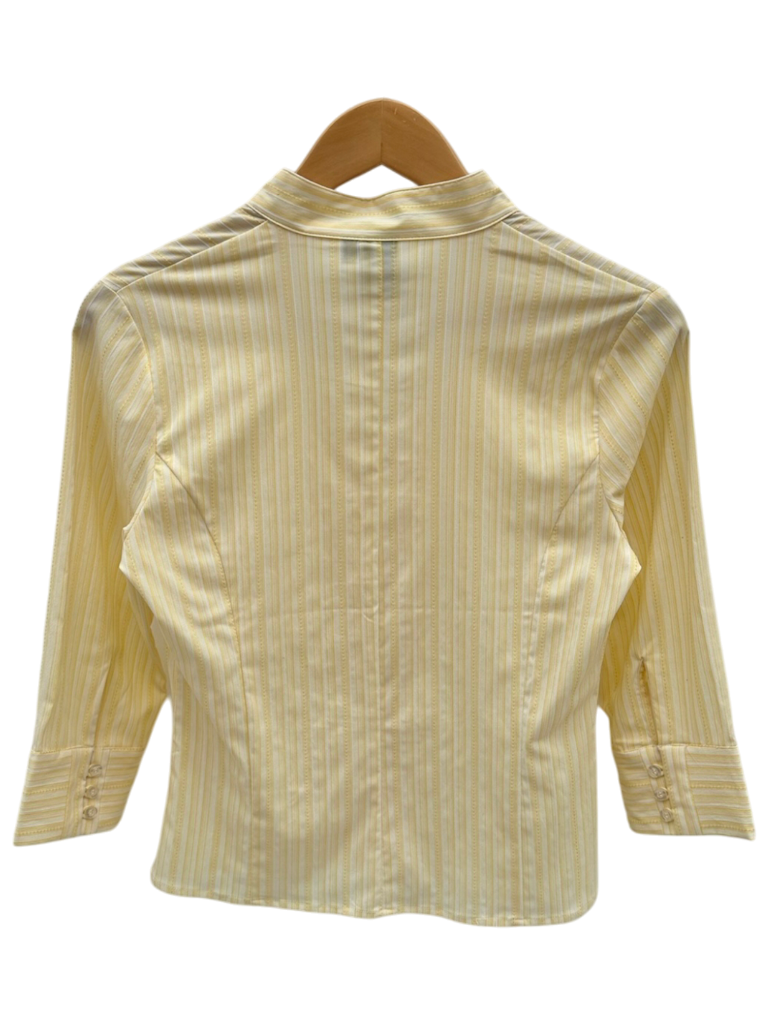 Vintage 90s Sunshine Striped Fitted Ruched Button Up (S)