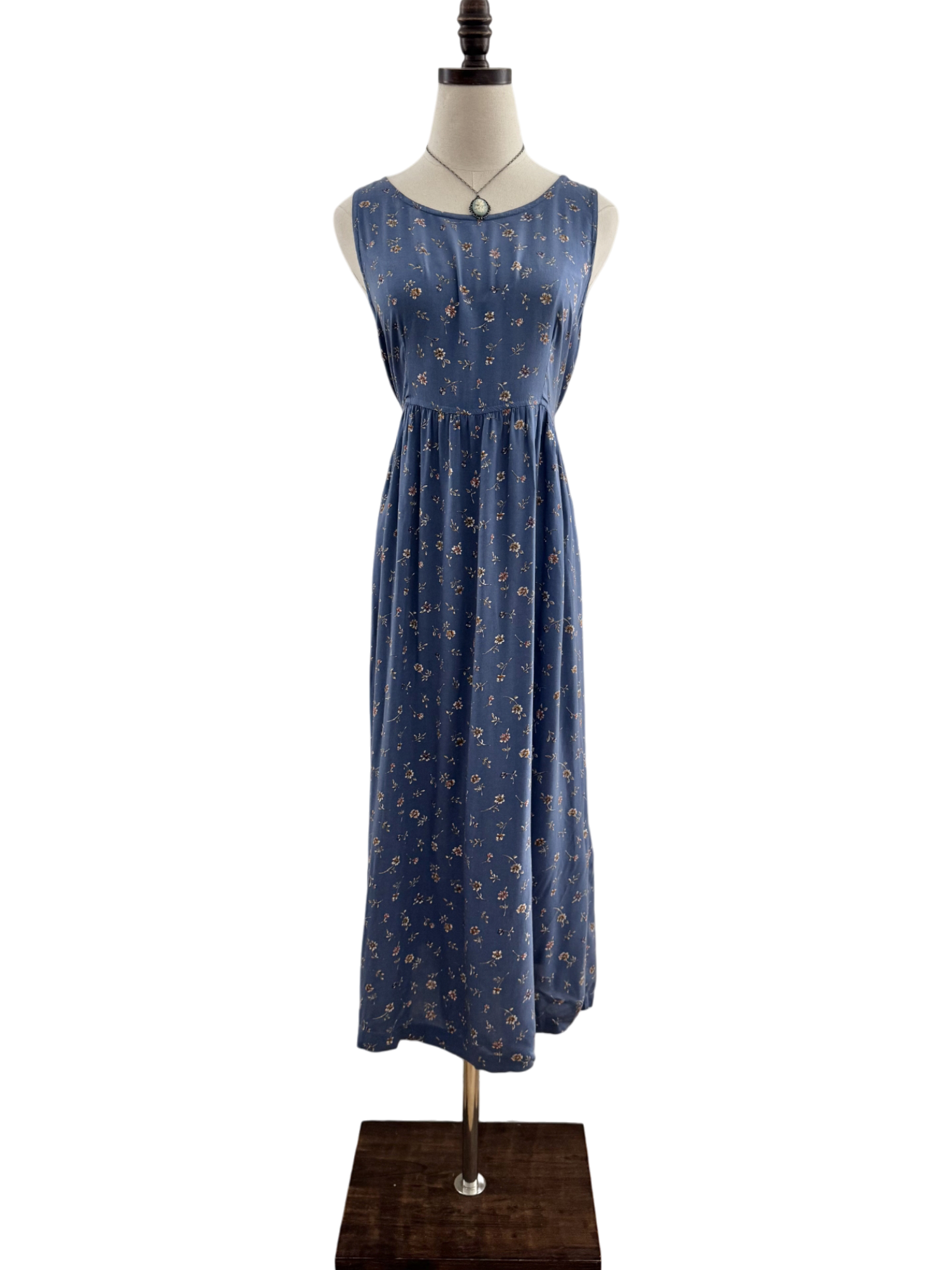 Vintage 90s Floral Tie Back Midi Dress (M)