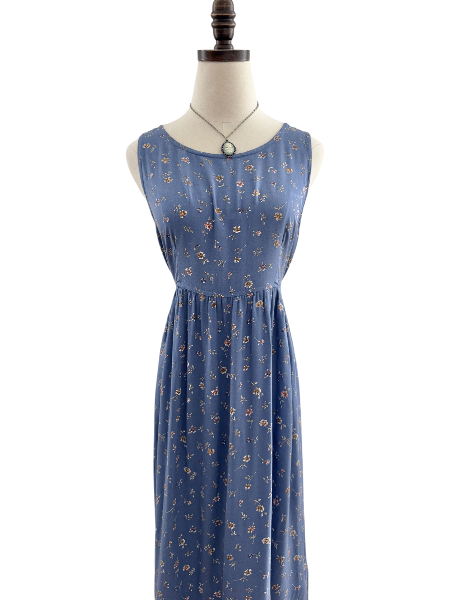 Vintage 90s Floral Tie Back Midi Dress (M)