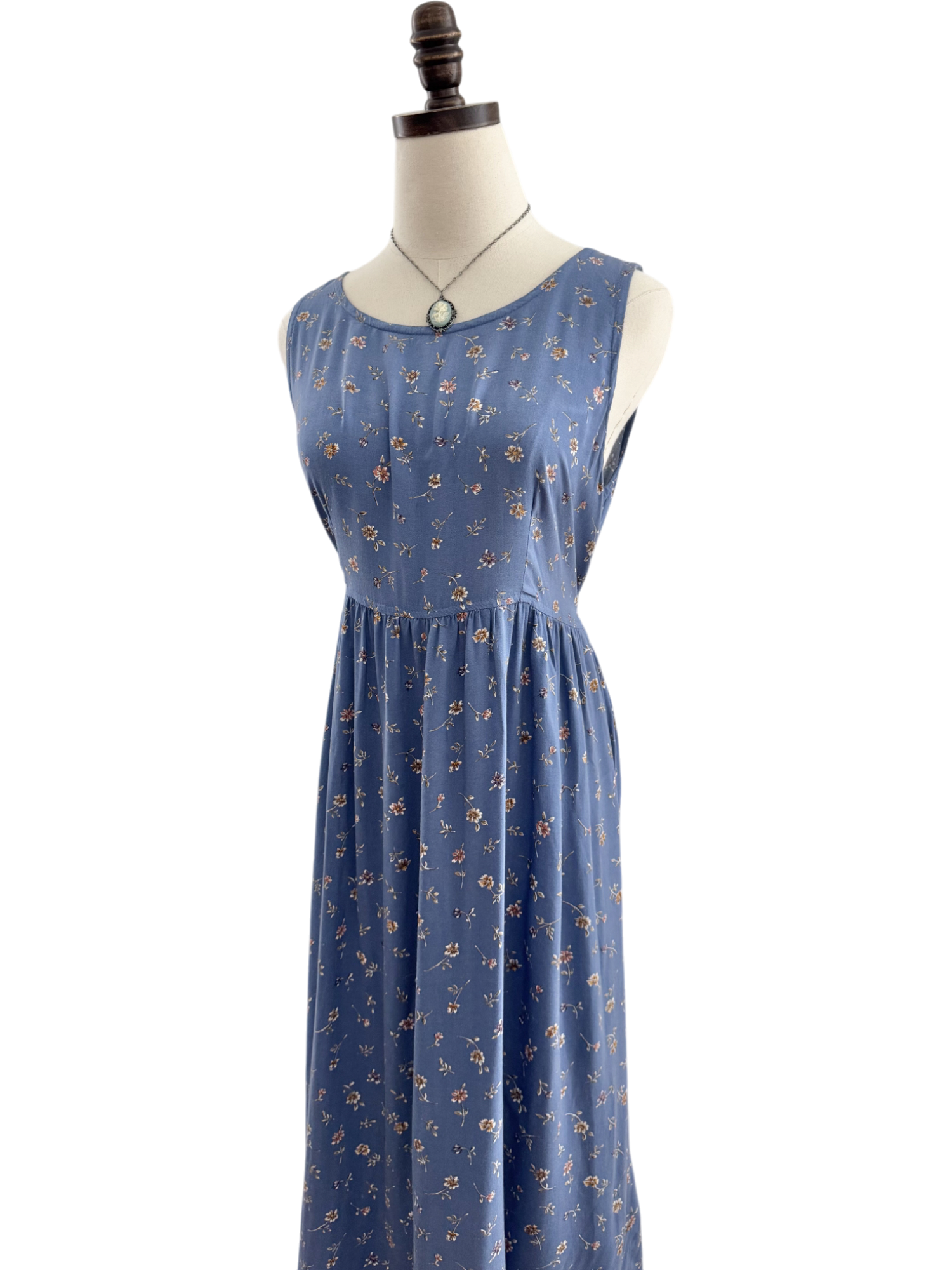 Vintage 90s Floral Tie Back Midi Dress (M)
