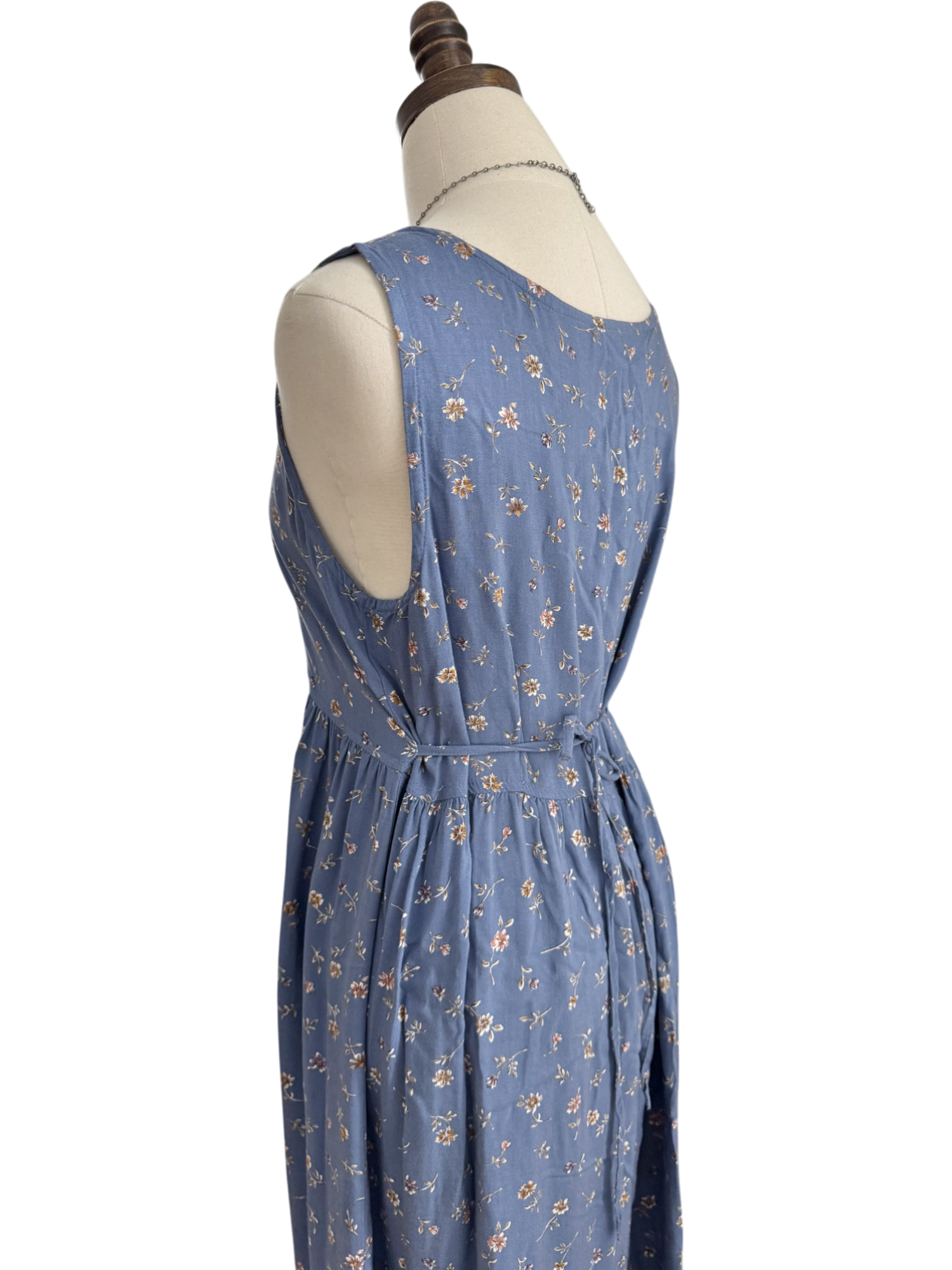 Vintage 90s Floral Tie Back Midi Dress (M)