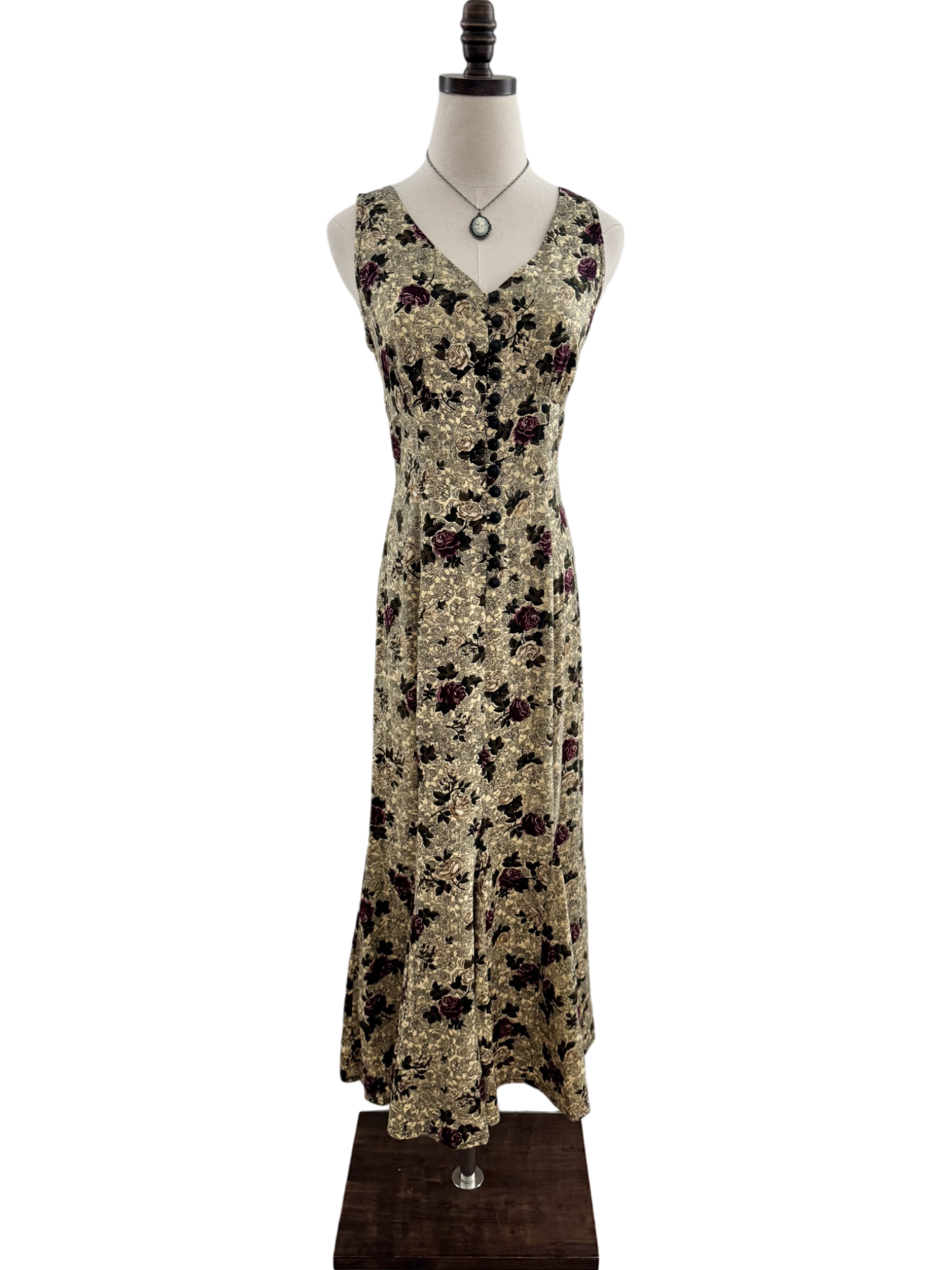 Vintage 90s Floral Button Up Maxi Dress (S)