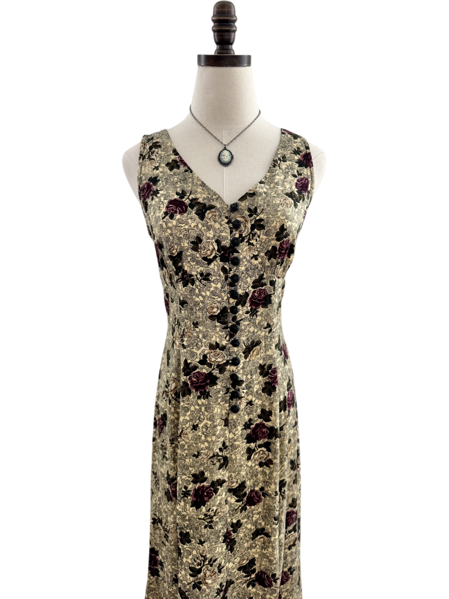 Vintage 90s Floral Button Up Maxi Dress (S)