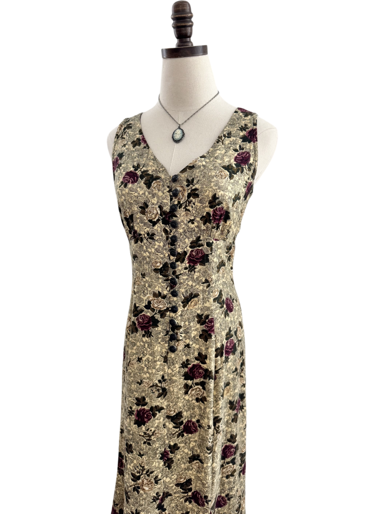 Vintage 90s Floral Button Up Maxi Dress (S)
