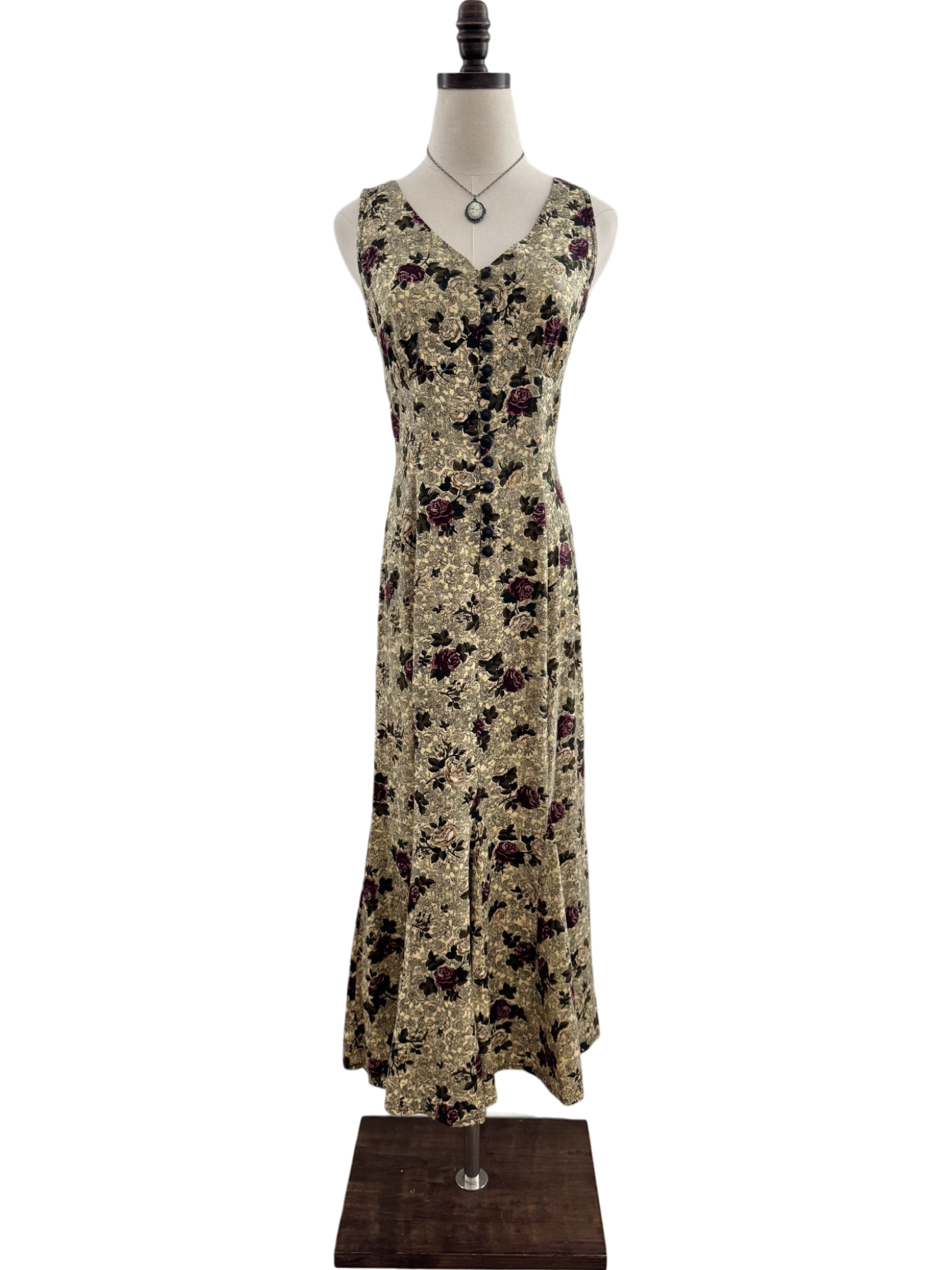 Vintage 90s Floral Button Up Maxi Dress (S)
