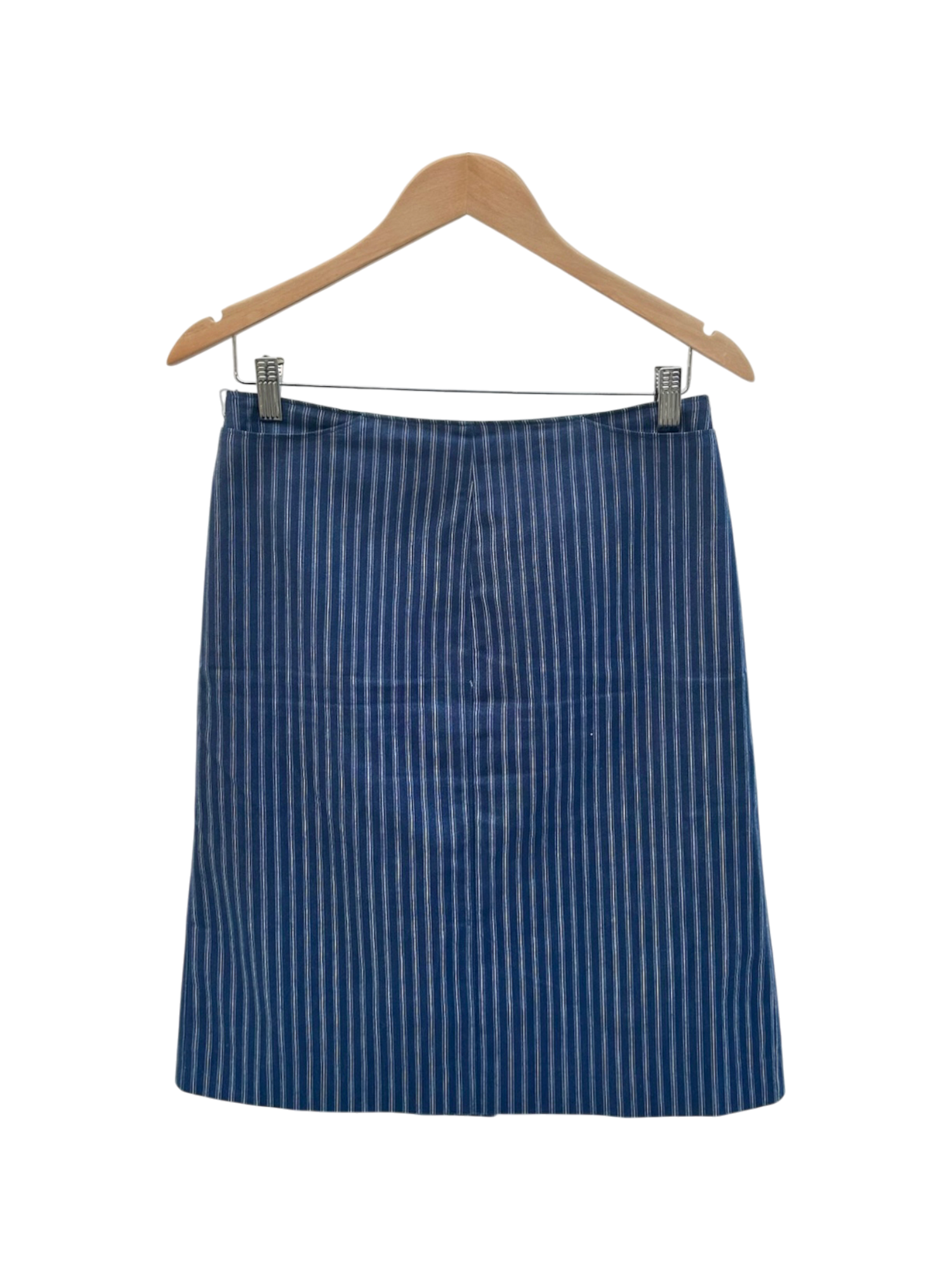 Vintage 90s Retro Pinstriped Cotton Midi Skirt (M)