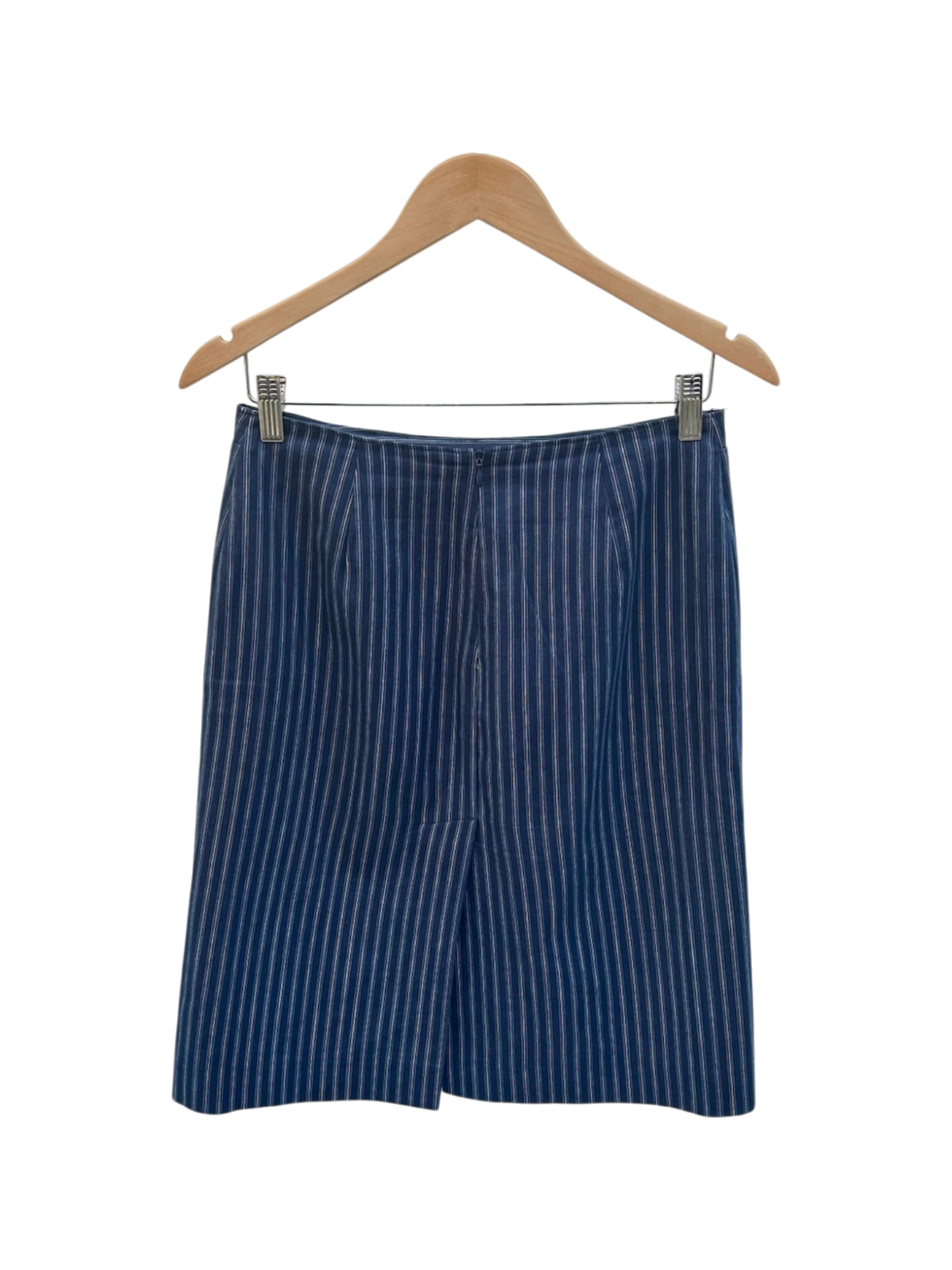 Vintage 90s Retro Pinstriped Cotton Midi Skirt (M)