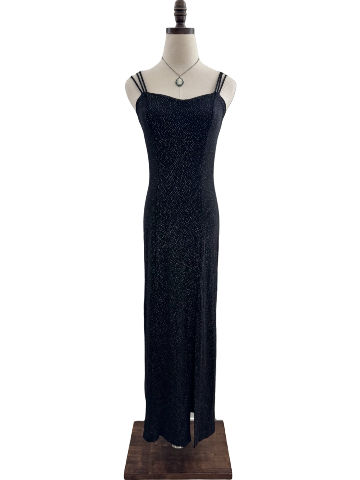 Vintage 90s Triple Strap Dotted Maxi Slip Dress (M)