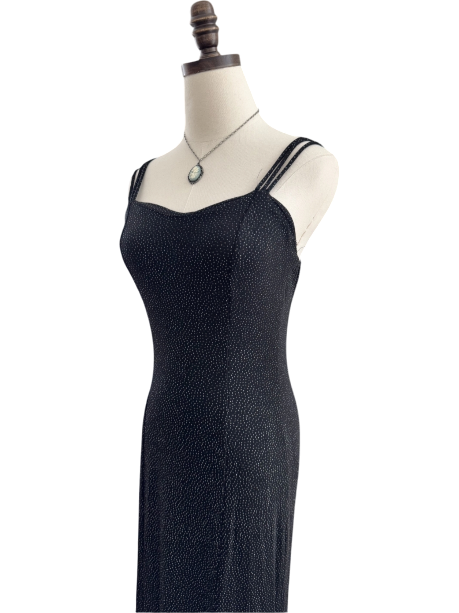 Vintage 90s Triple Strap Dotted Maxi Slip Dress (M)