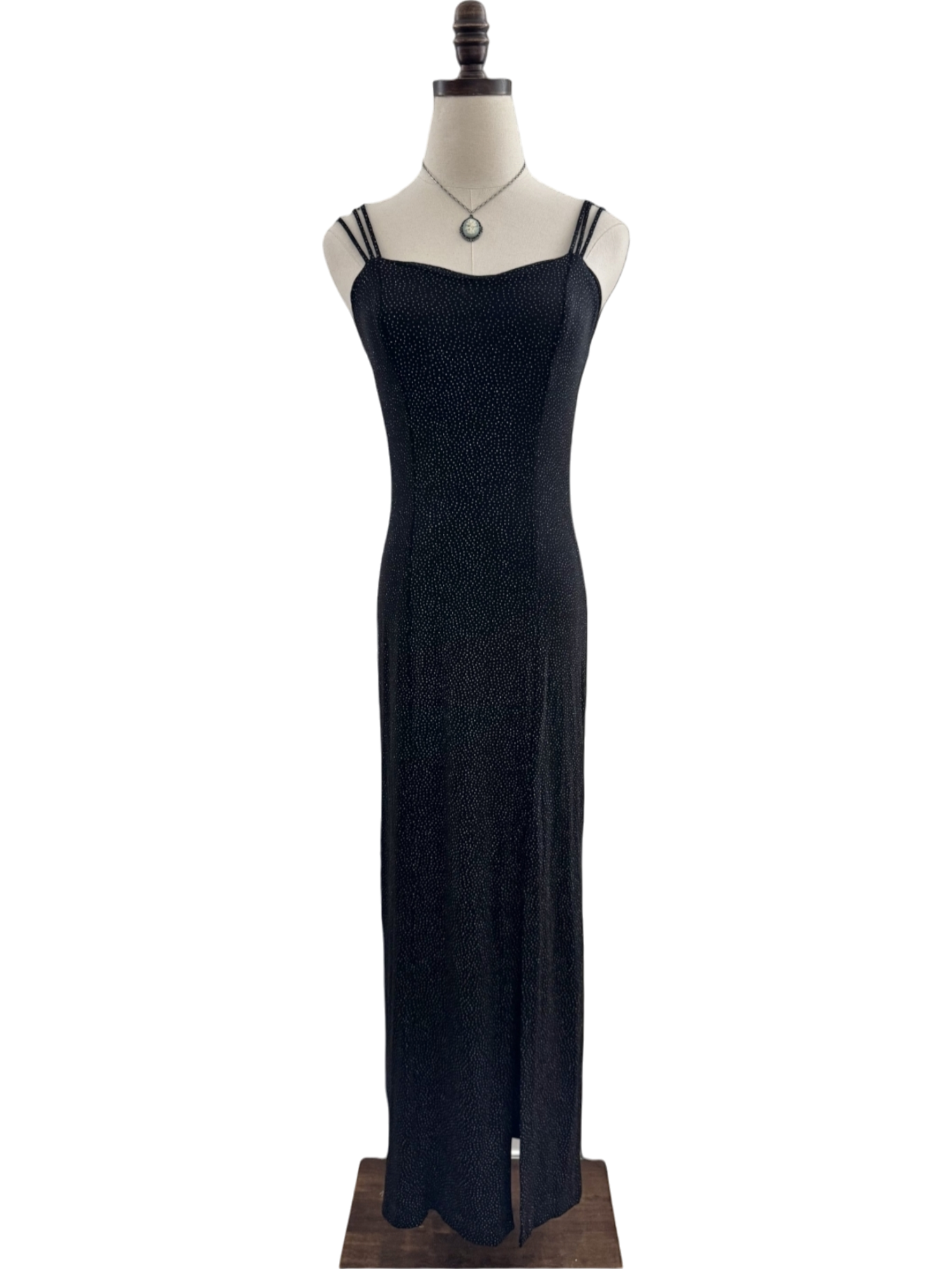 Vintage 90s Triple Strap Dotted Maxi Slip Dress (M)