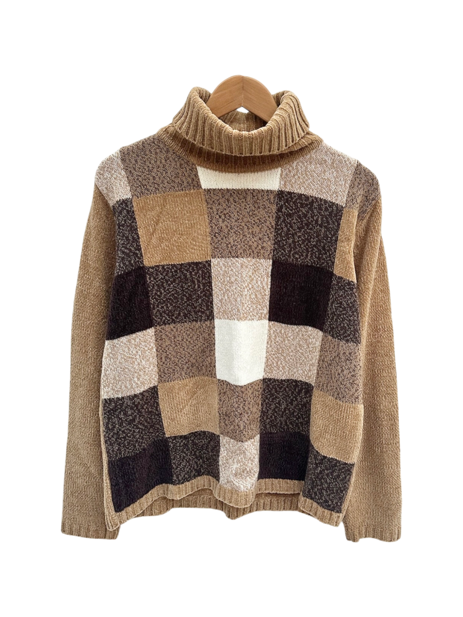 Vintage 90s Cozy Checkered Chenille Knit (L)