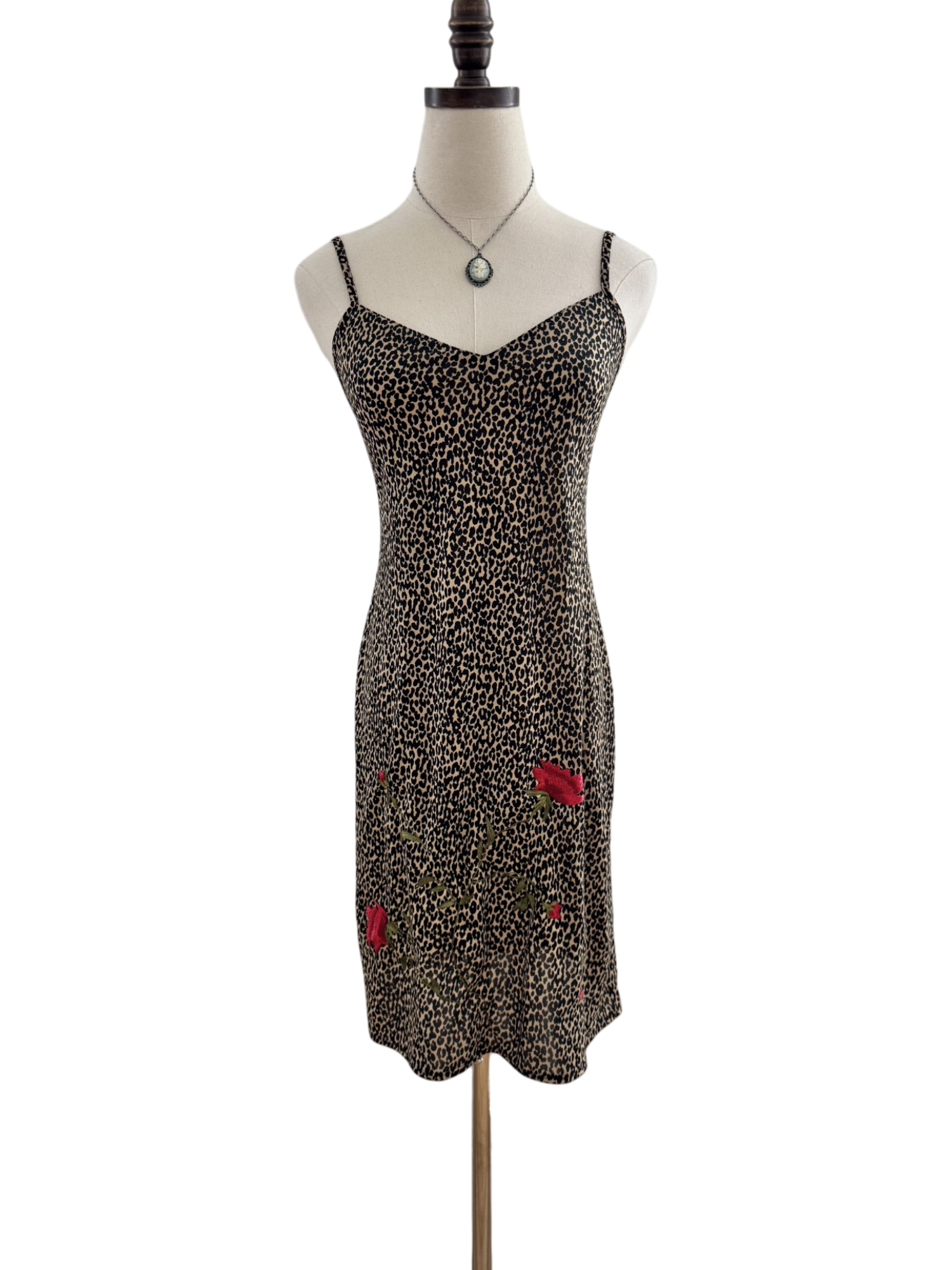Vintage 90s Floral Beaded Cheetah Mini Slip (XS/S)