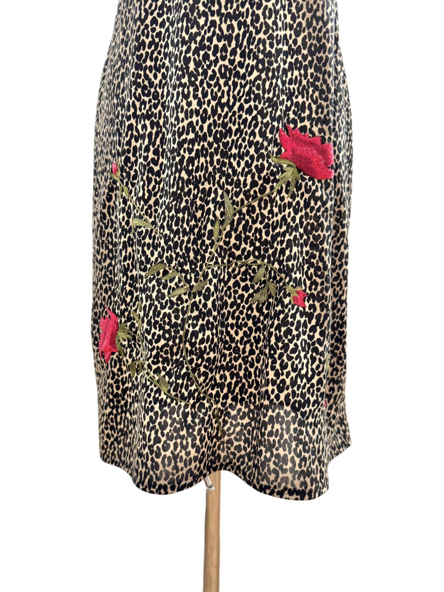 Vintage 90s Floral Beaded Cheetah Mini Slip (XS/S)
