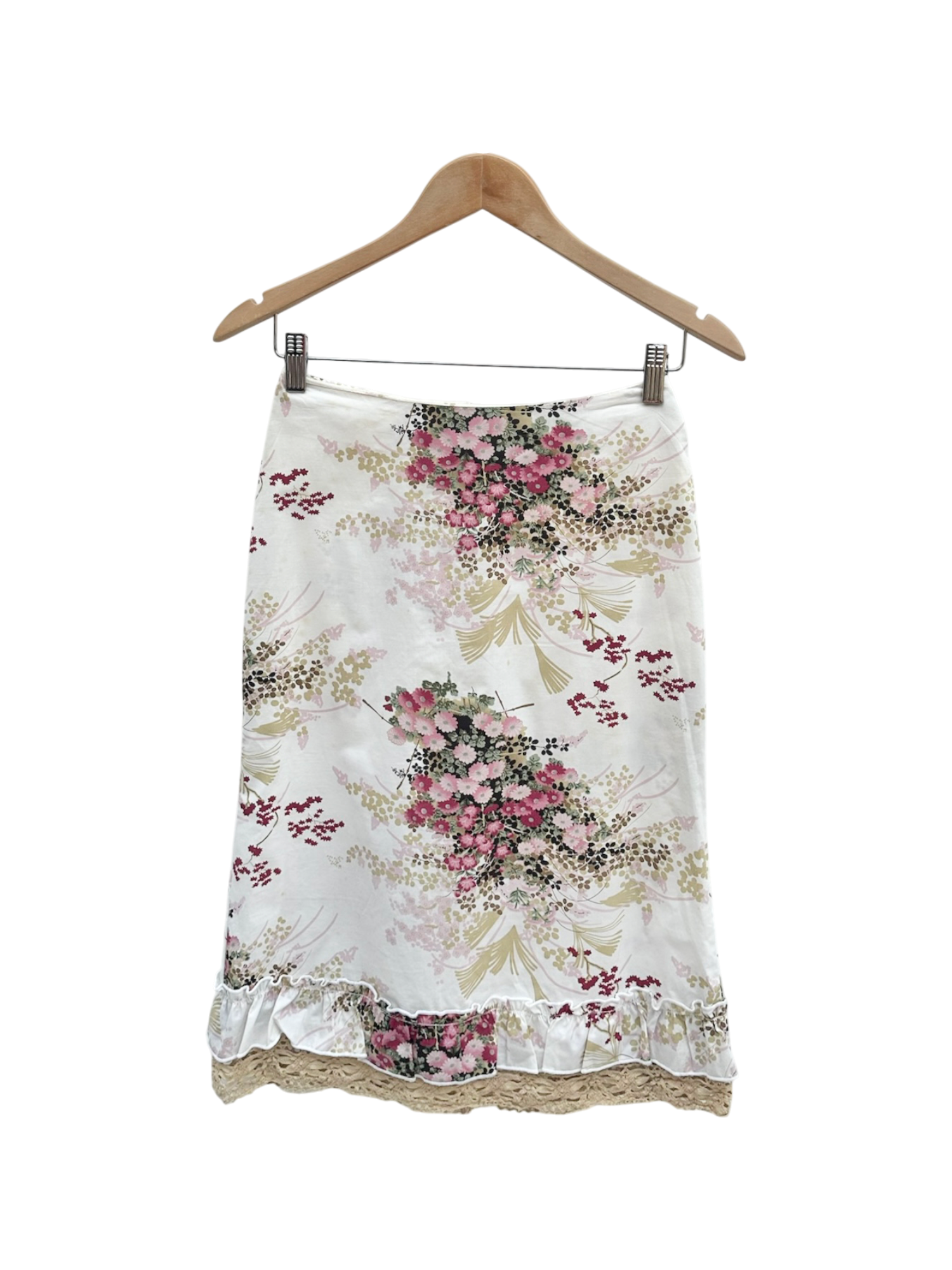Vintage 90s Poet Floral Lace Midi Skirt (S)