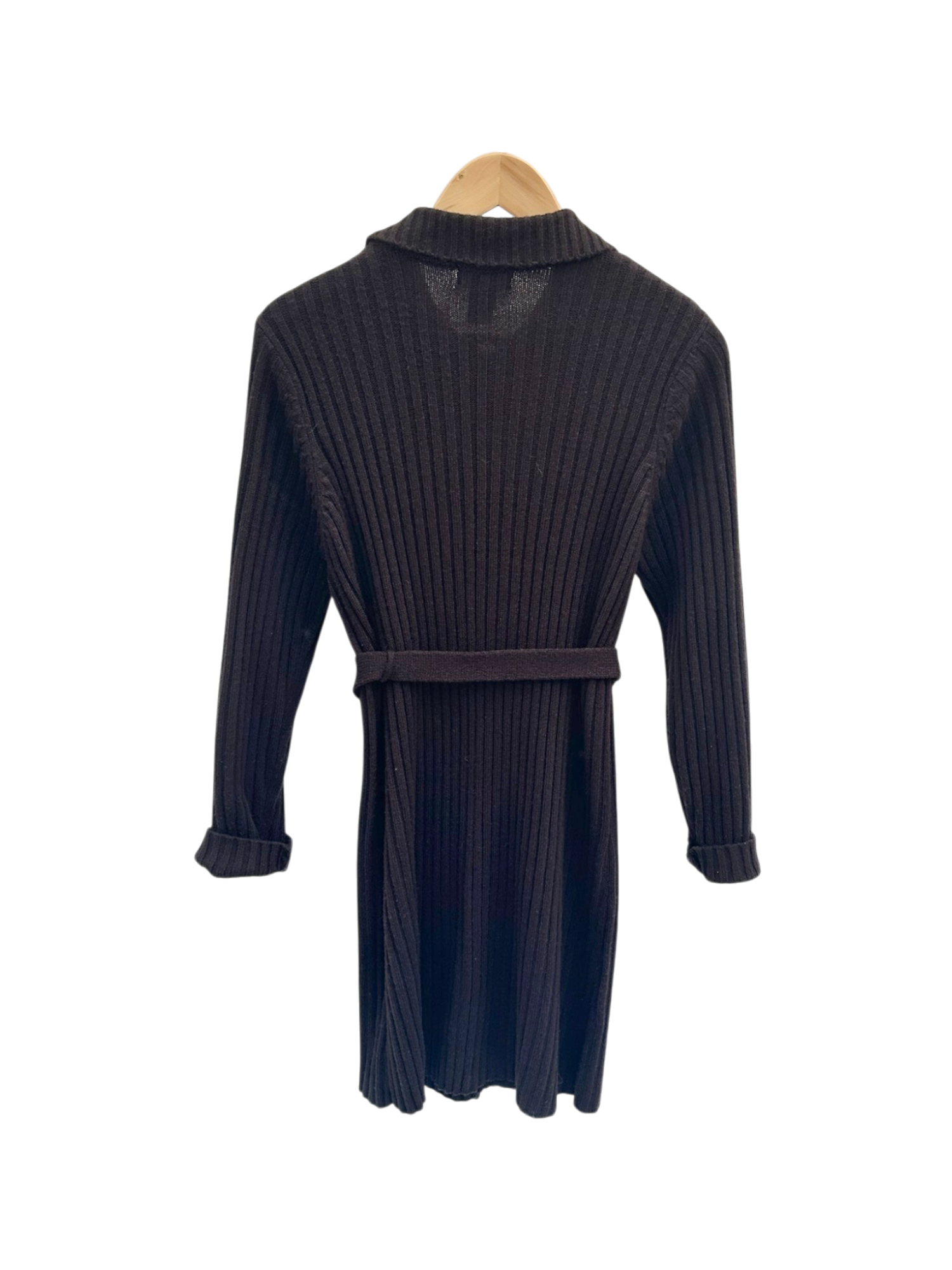 Vintage 90s Chocolate Ribbed Belted Knit (S/M)