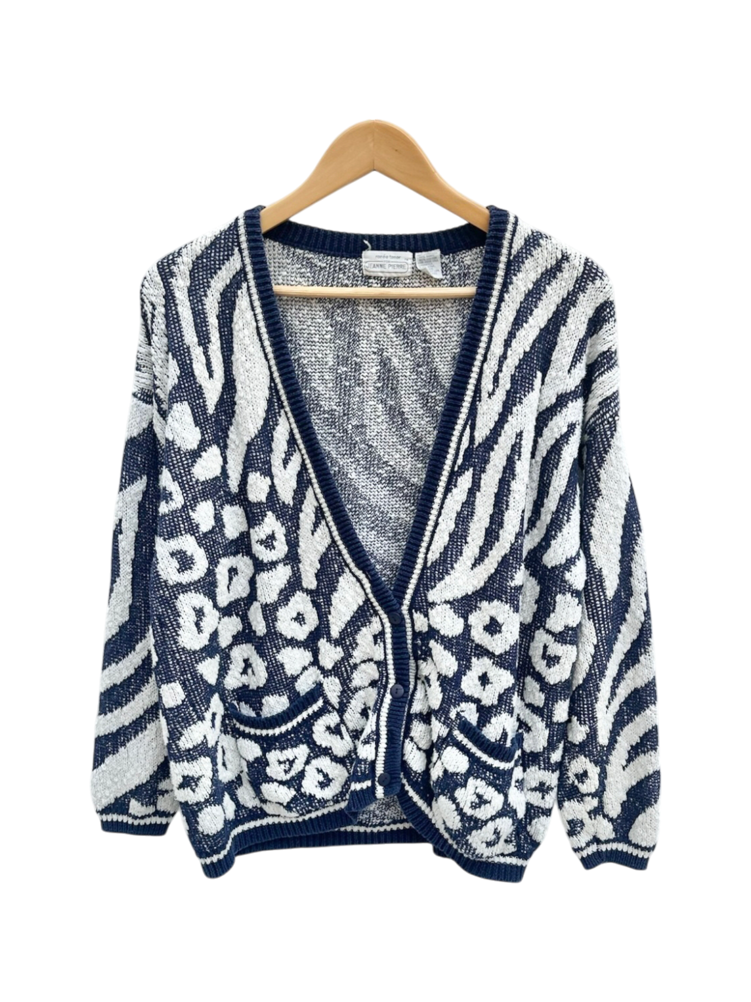 Vintage 90s Textured Mixed Patterned Cardigan (L)