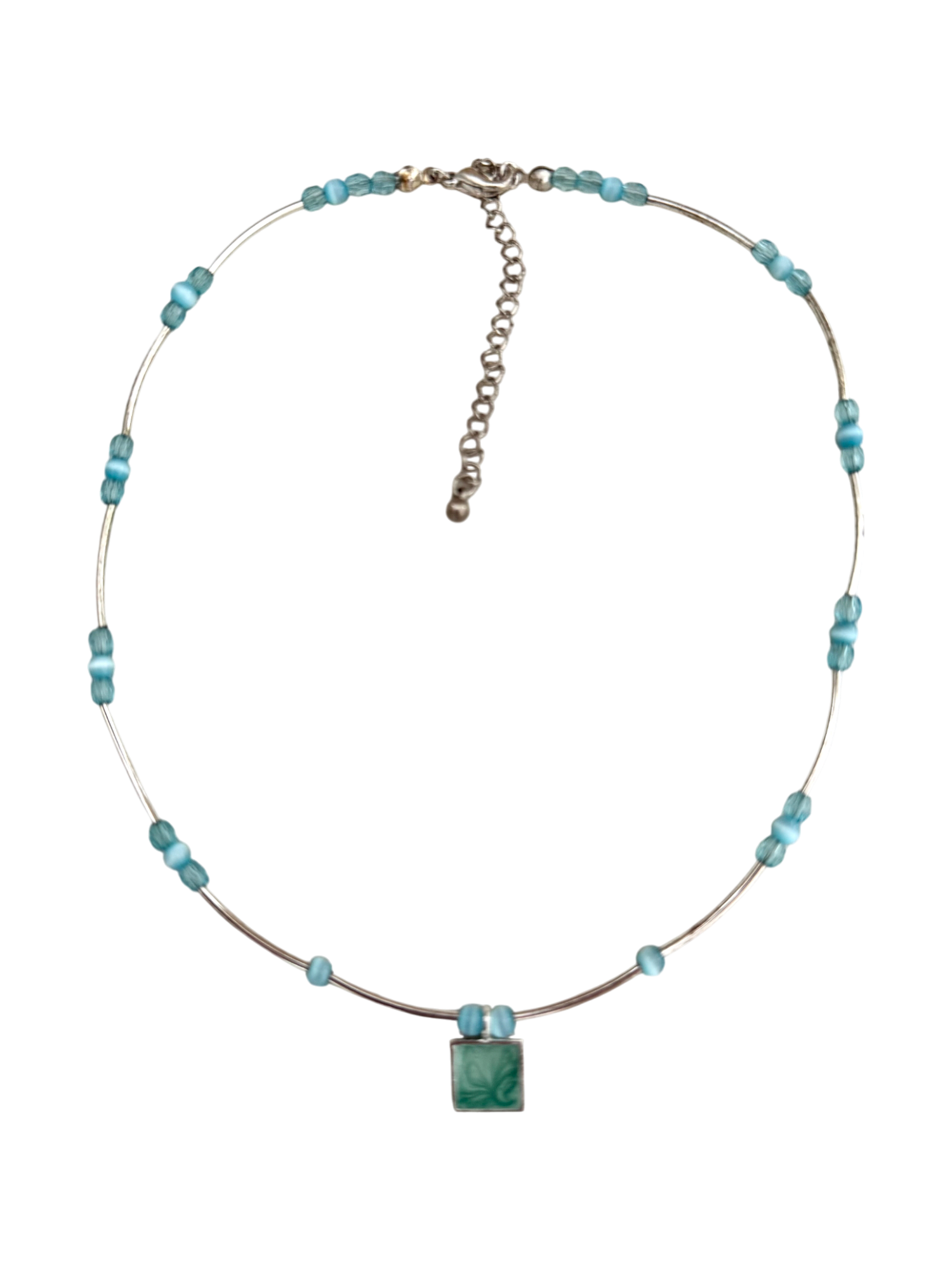 Vintage Beaded Blossom Blue Choker