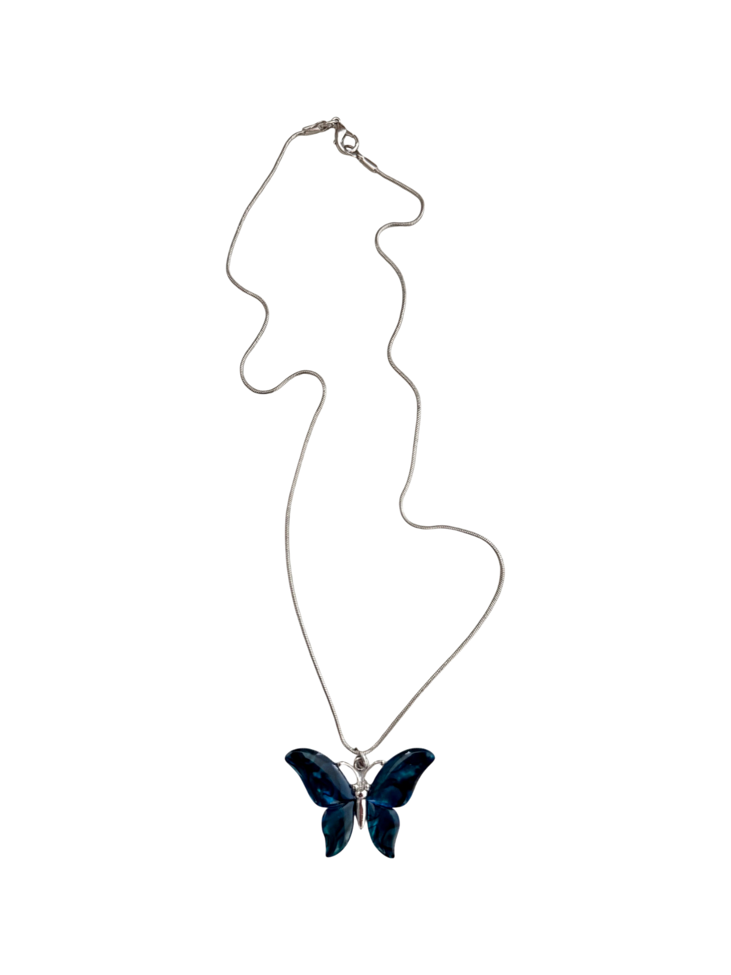 Vintage Cerulean Butterfly Necklace