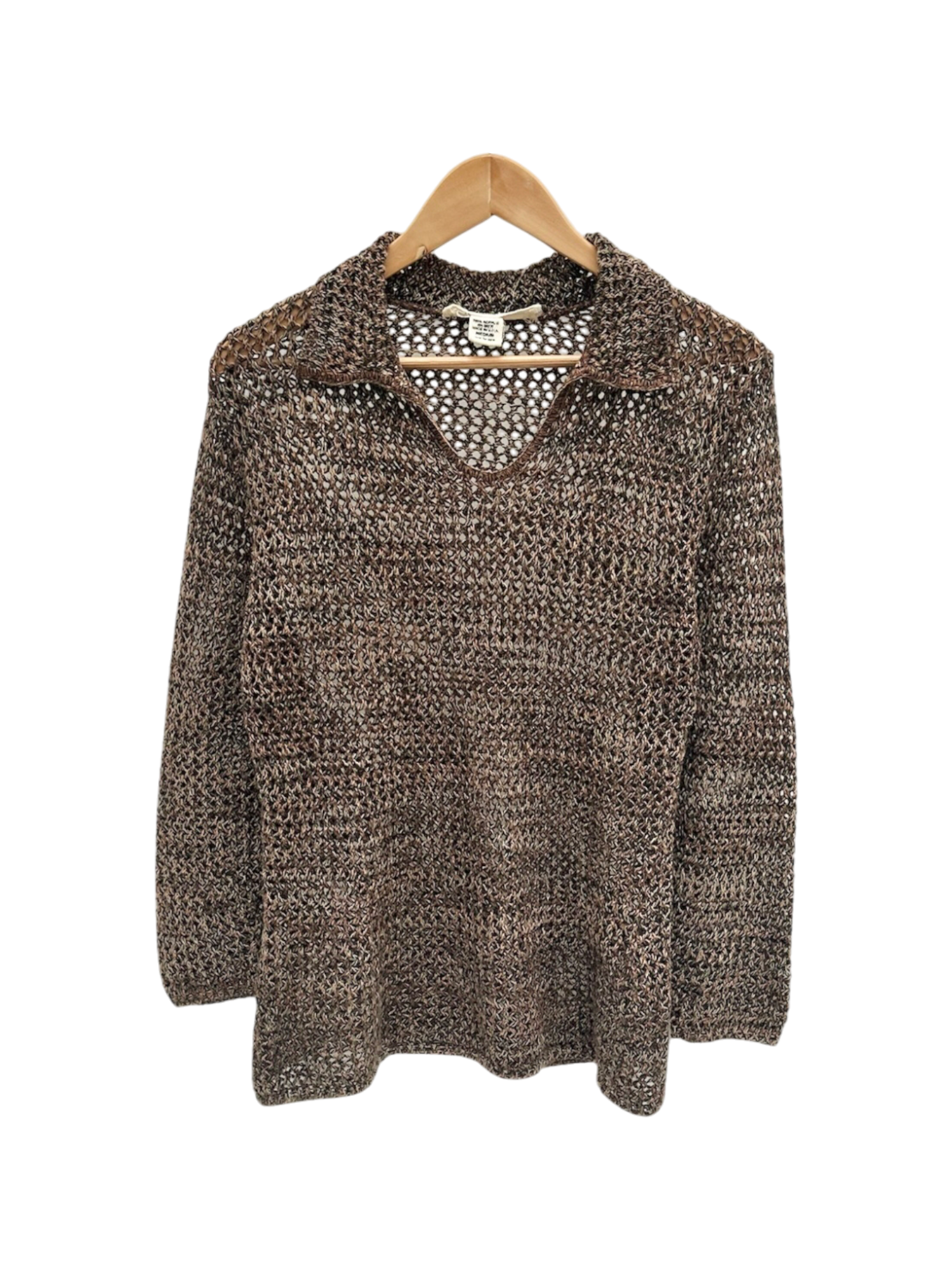 Vintage 90s Chocolate Mesh Collared Knit (M)