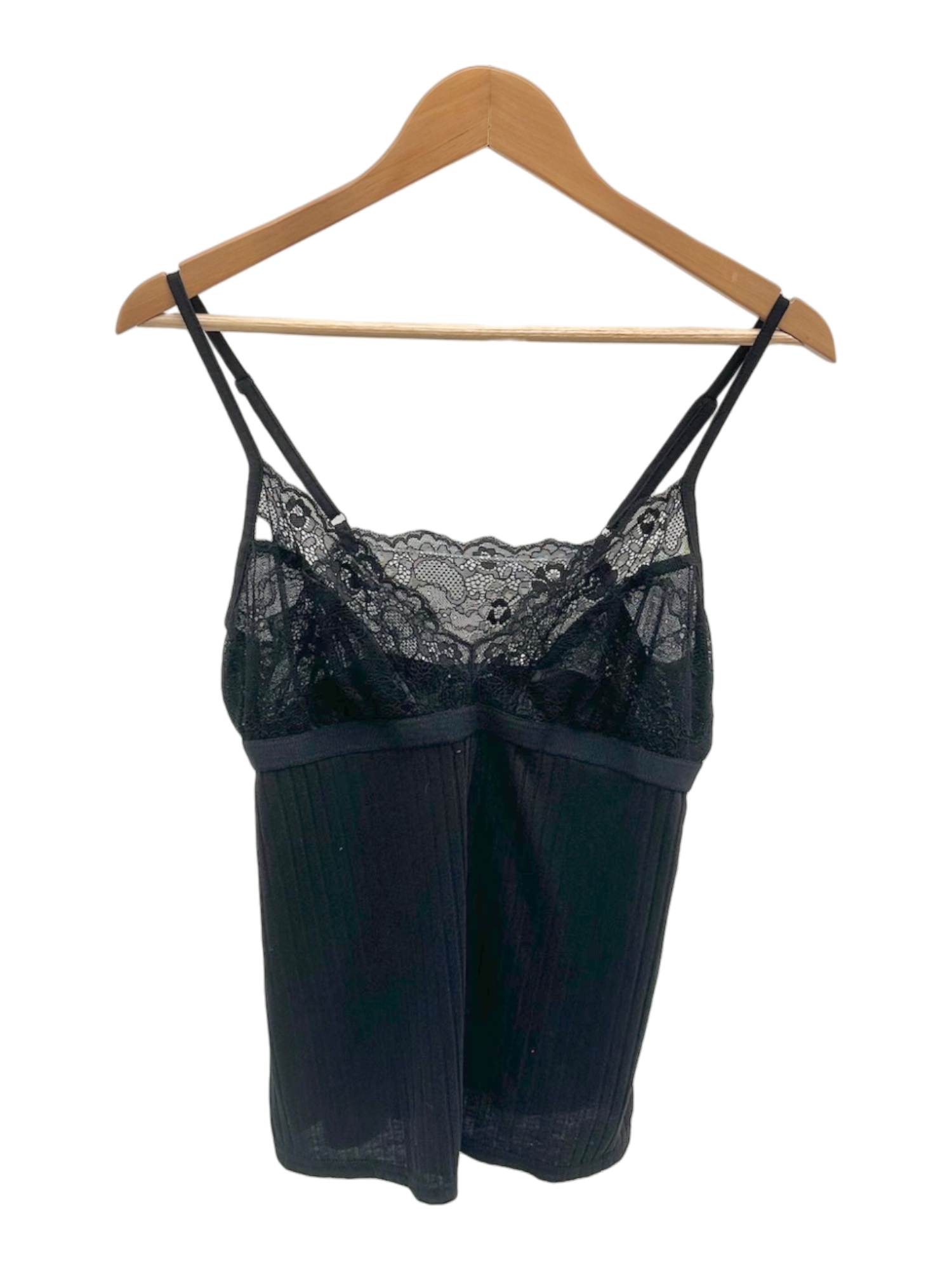 Vintage Dainty Retro Lace Ribbed Cami (M)