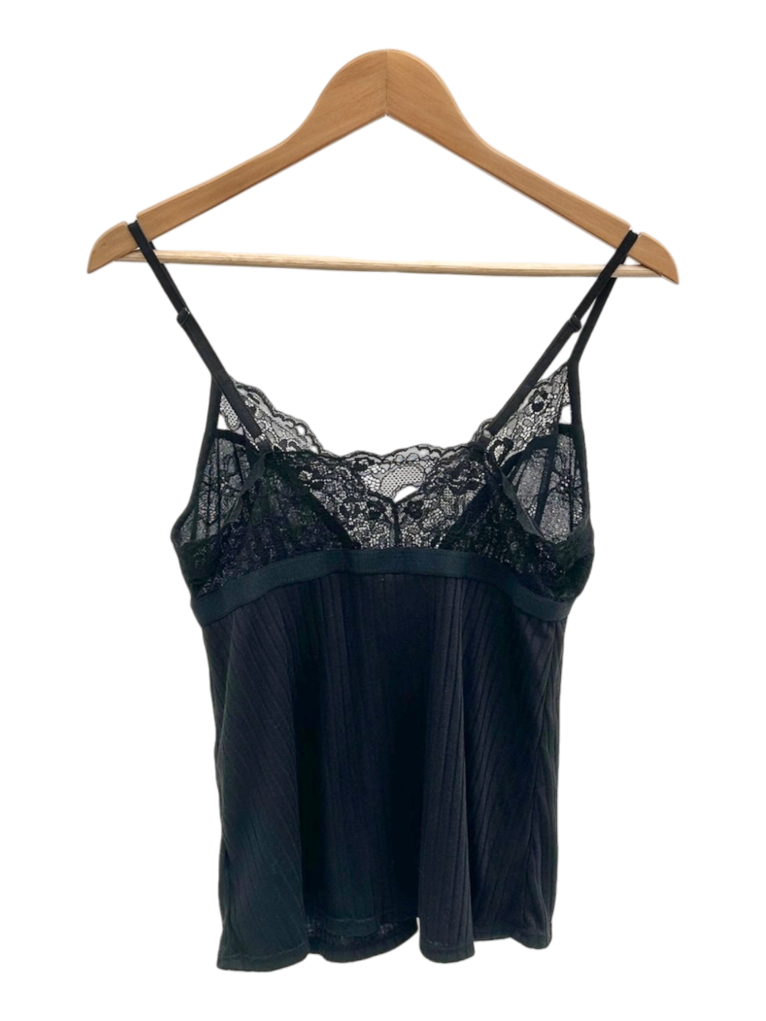 Vintage Dainty Retro Lace Ribbed Cami (M)