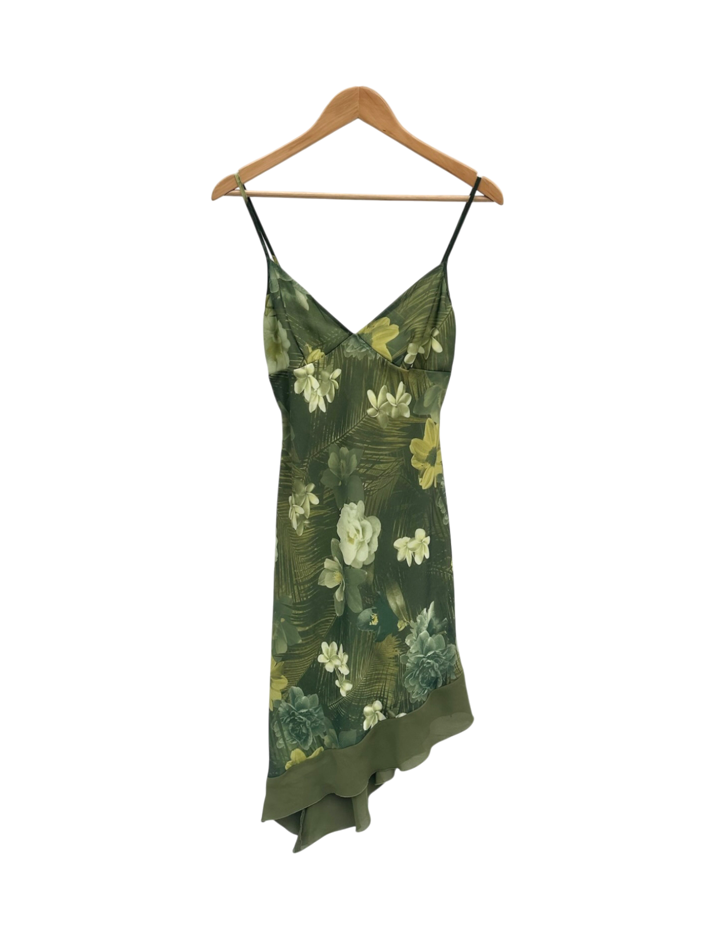 Vintage 90s Floral Asymmetrical Midi Dress (S/M)