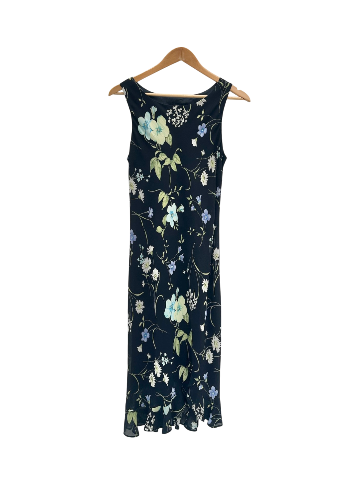 Vintage 90s Floral Ruffled Midi Dress (M)