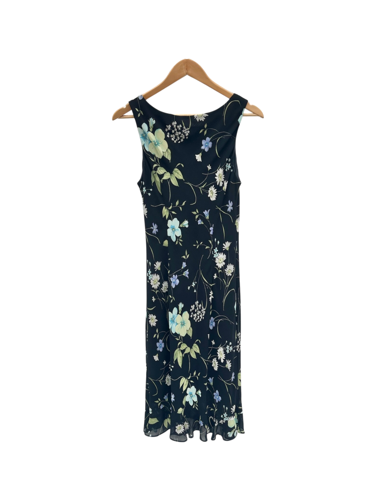 Vintage 90s Floral Ruffled Midi Dress (M)